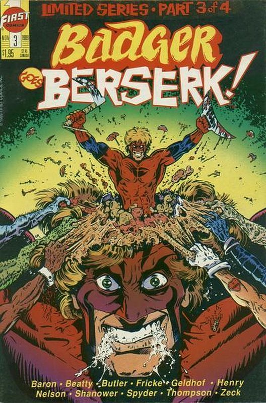 Cover of Badger Goes Berserk! (1989 Ltd) #3. One of 250,000 Vintage American Comics on sale from Krypton!