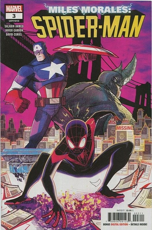 Cover of Miles Morales: Spider-Man (Vol 1) #3. One of 250,000 Vintage American Comics on sale from Krypton!