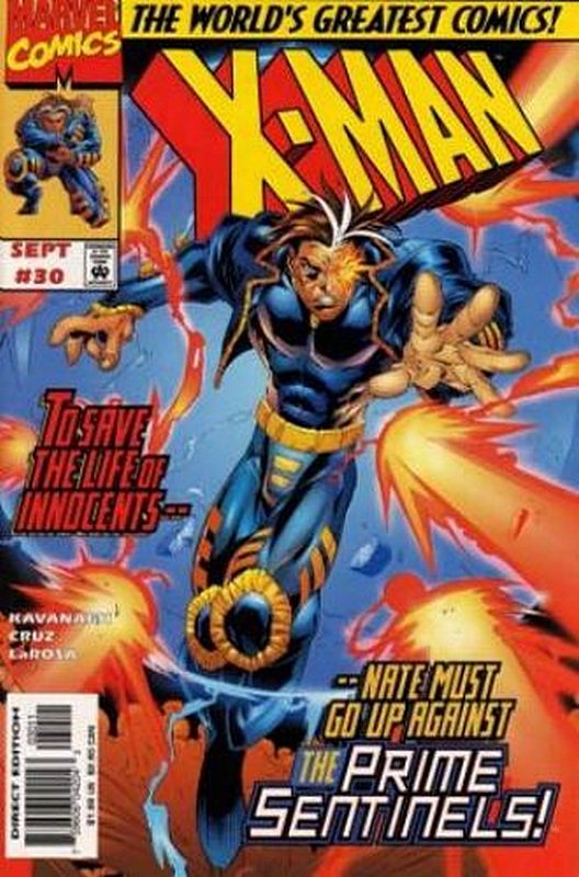 Cover of X-Man #30. One of 250,000 Vintage American Comics on sale from Krypton!