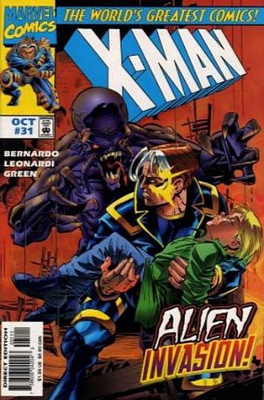 Cover of X-Man #31. One of 250,000 Vintage American Comics on sale from Krypton!