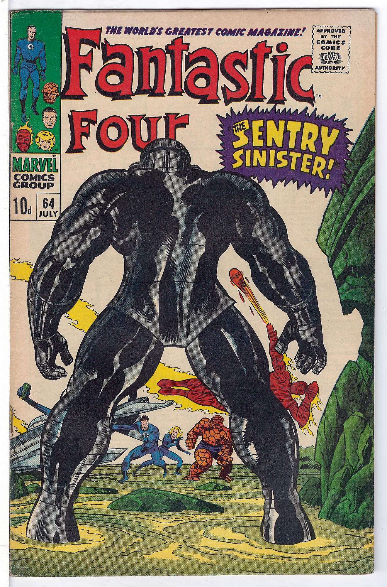 1st Kree Sentry<br>ACTUAL SCAN OF COMIC!<br> Cover of Fantastic Four (Vol 1) #64. One of 250,000 Vintage American Comics on sale from Krypton!