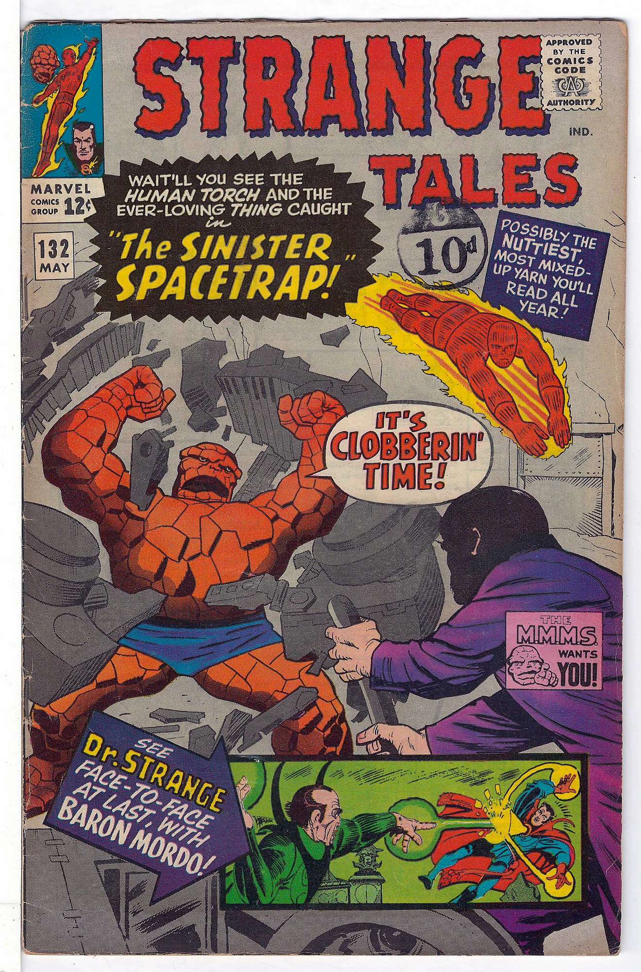 ACTUAL SCAN OF COMIC!<br>Stamp on Cover -See Scan Cover of Strange Tales (Vol 1) #132. One of 250,000 Vintage American Comics on sale from Krypton!