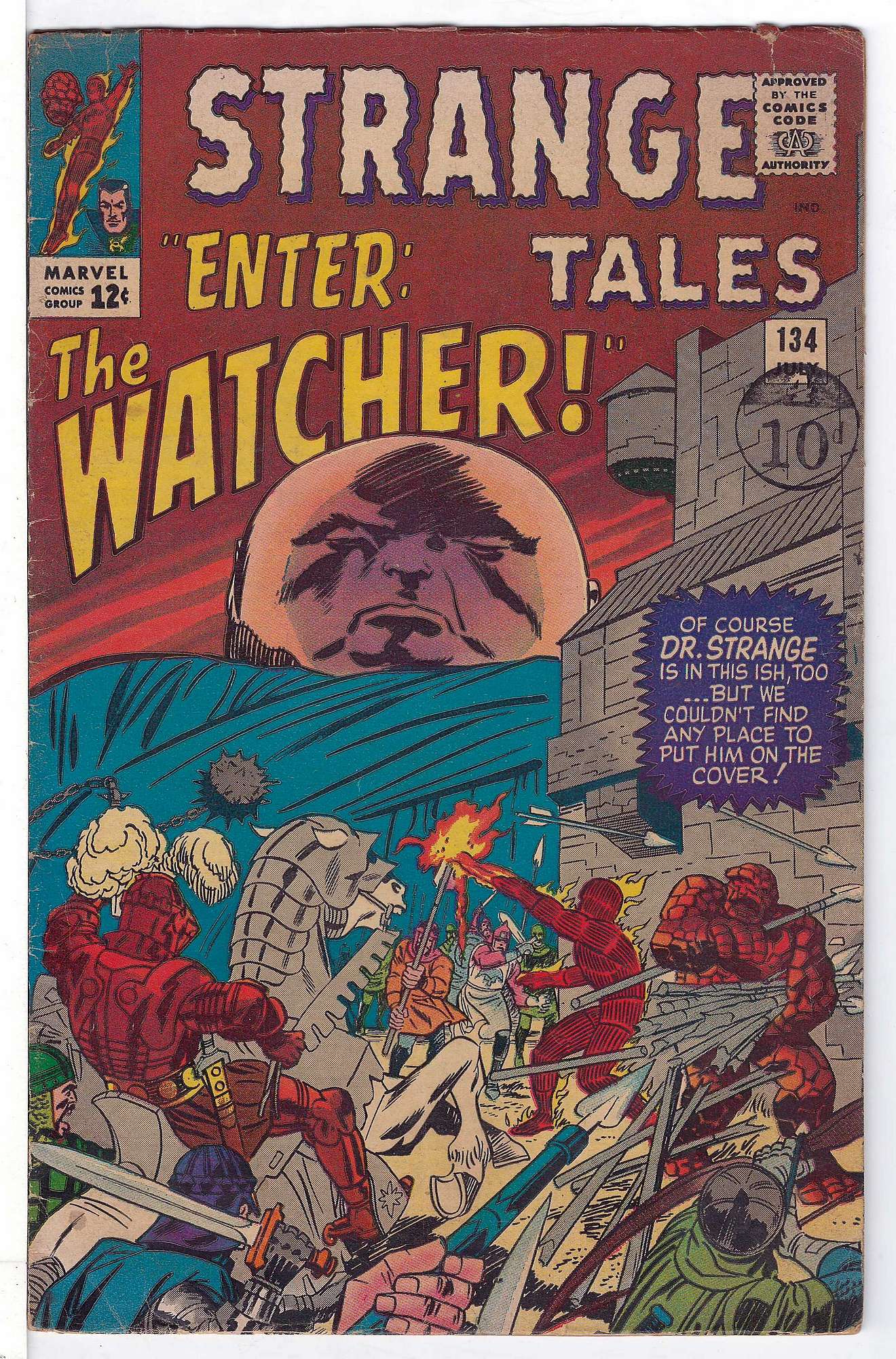 ACTUAL SCAN OF COMIC!<br>Stamp on Cover - Corner of back cover missing (1 inch) - See Scan Cover of Strange Tales (Vol 1) #134. One of 250,000 Vintage American Comics on sale from Krypton!