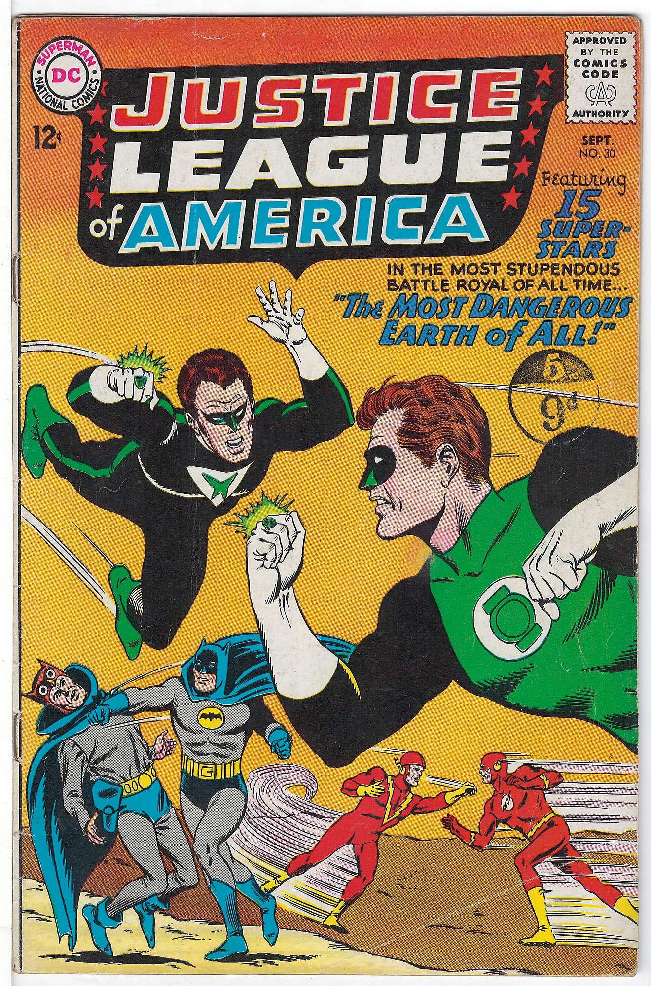 JSA cross over<br>ACTUAL SCAN OF COMIC!<br>Stamp on Cover - See Scan Cover of Justice League of America (Vol 1) #30. One of 250,000 Vintage American Comics on sale from Krypton!