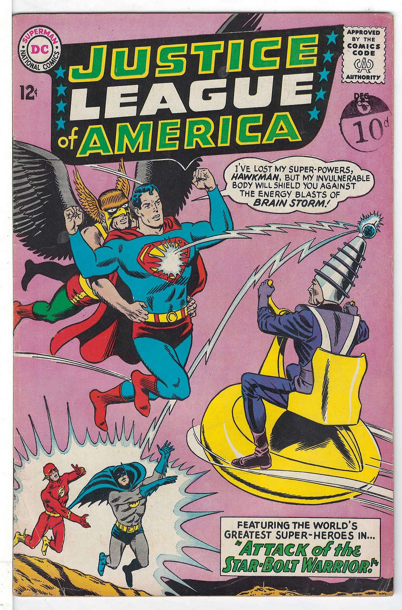 Into & Origin of Brain Storm<br>ACTUAL SCAN OF COMIC!<br>Stamp on Cover - See Scan Cover of Justice League of America (Vol 1) #32. One of 250,000 Vintage American Comics on sale from Krypton!