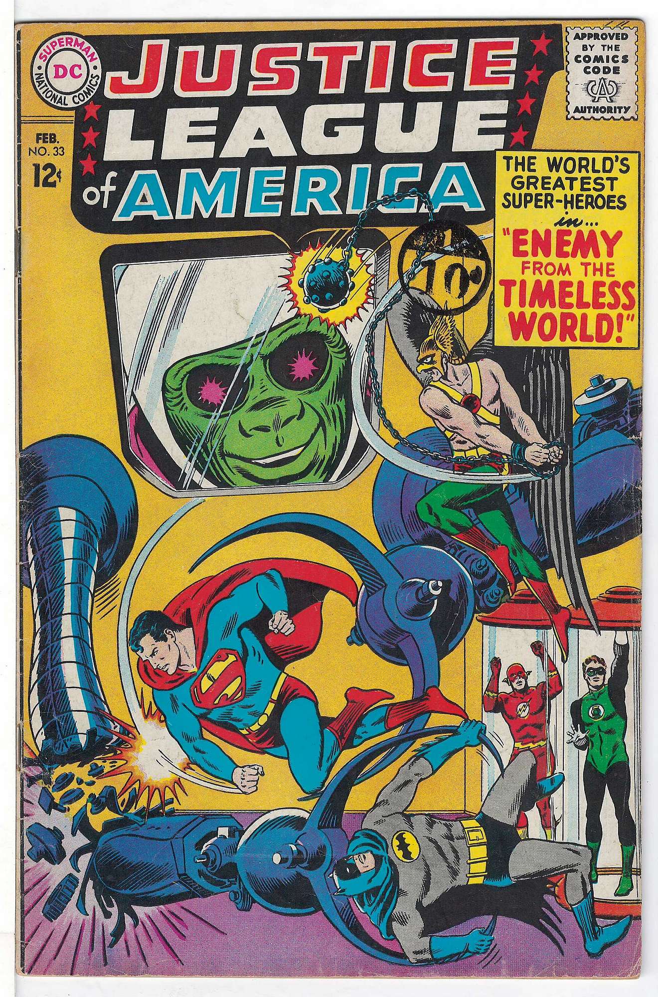 ACTUAL SCAN OF COMIC!<br>Stamp on Cover - See Scan. Cover of Justice League of America (Vol 1) #33. One of 250,000 Vintage American Comics on sale from Krypton!