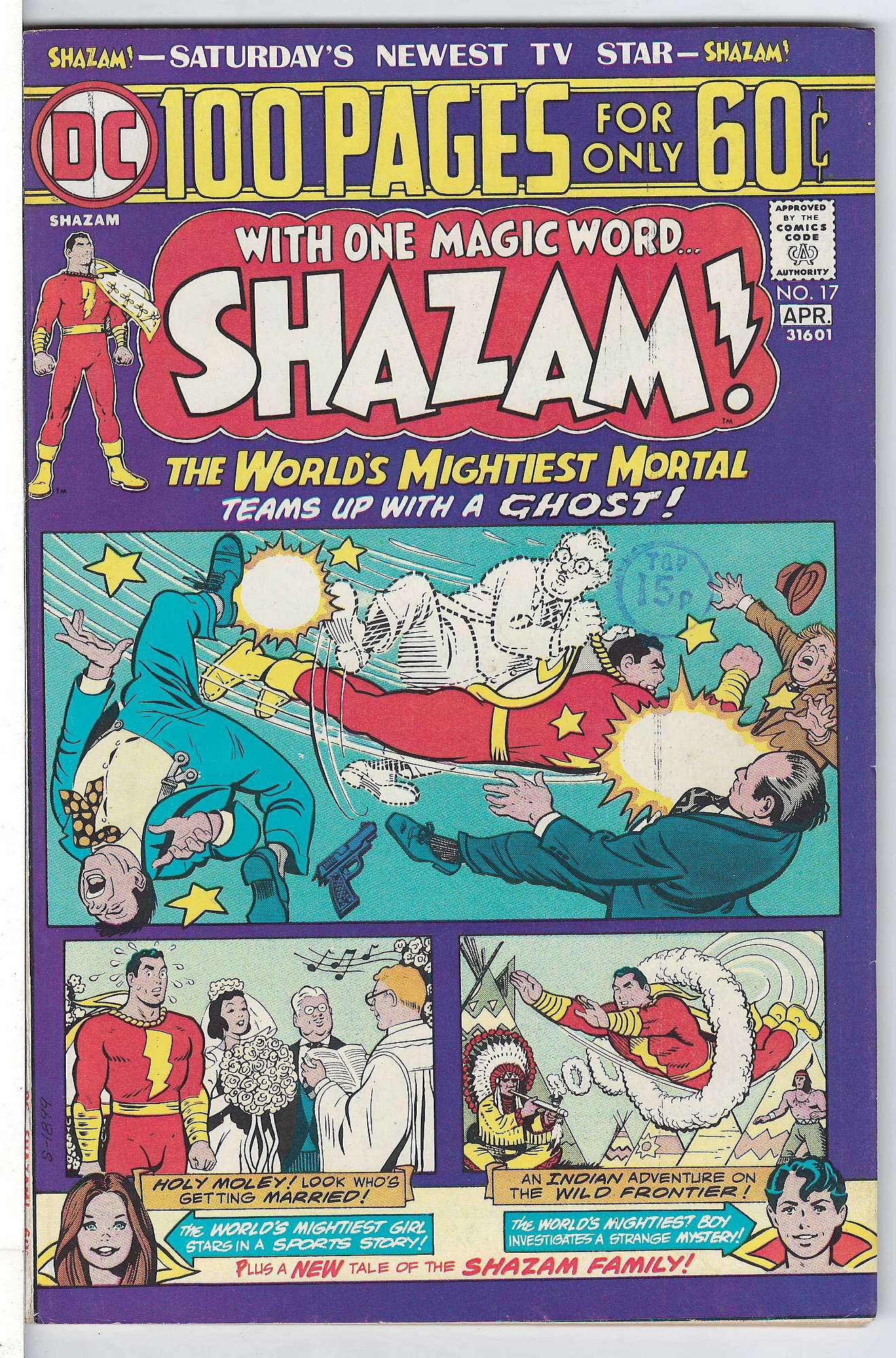 100 Pages<br>ACTUAL SCAN OF COMIC!<br>Stamp on Cover - See Scan Cover of Shazam! (Vol 1) #17. One of 250,000 Vintage American Comics on sale from Krypton!