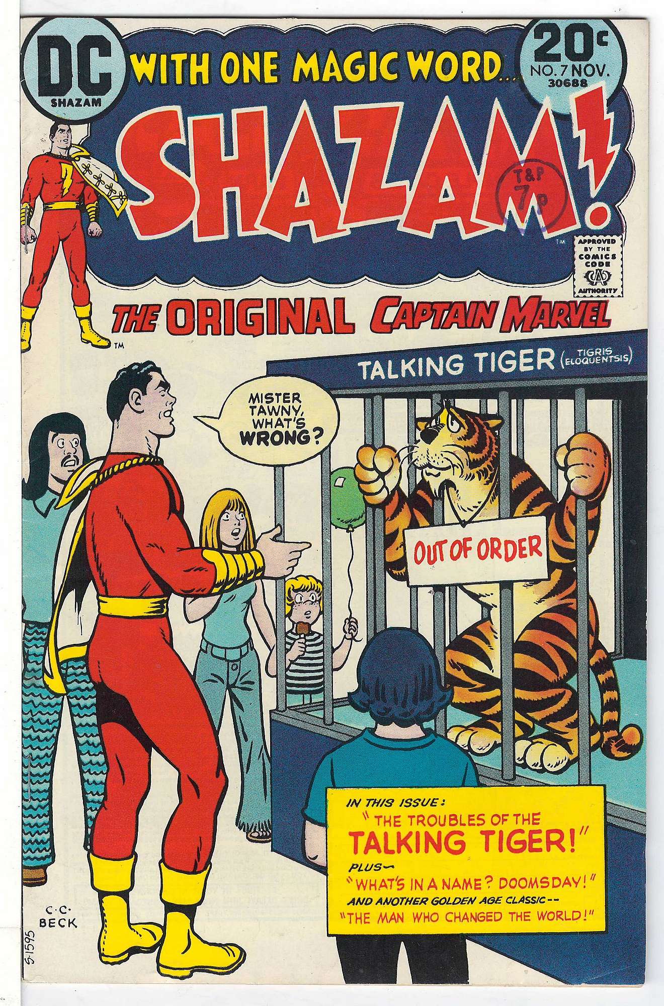 ACTUAL SCAN OF COMIC!<br>Stamp on Cover - See Scan Cover of Shazam! (Vol 1) #7. One of 250,000 Vintage American Comics on sale from Krypton!