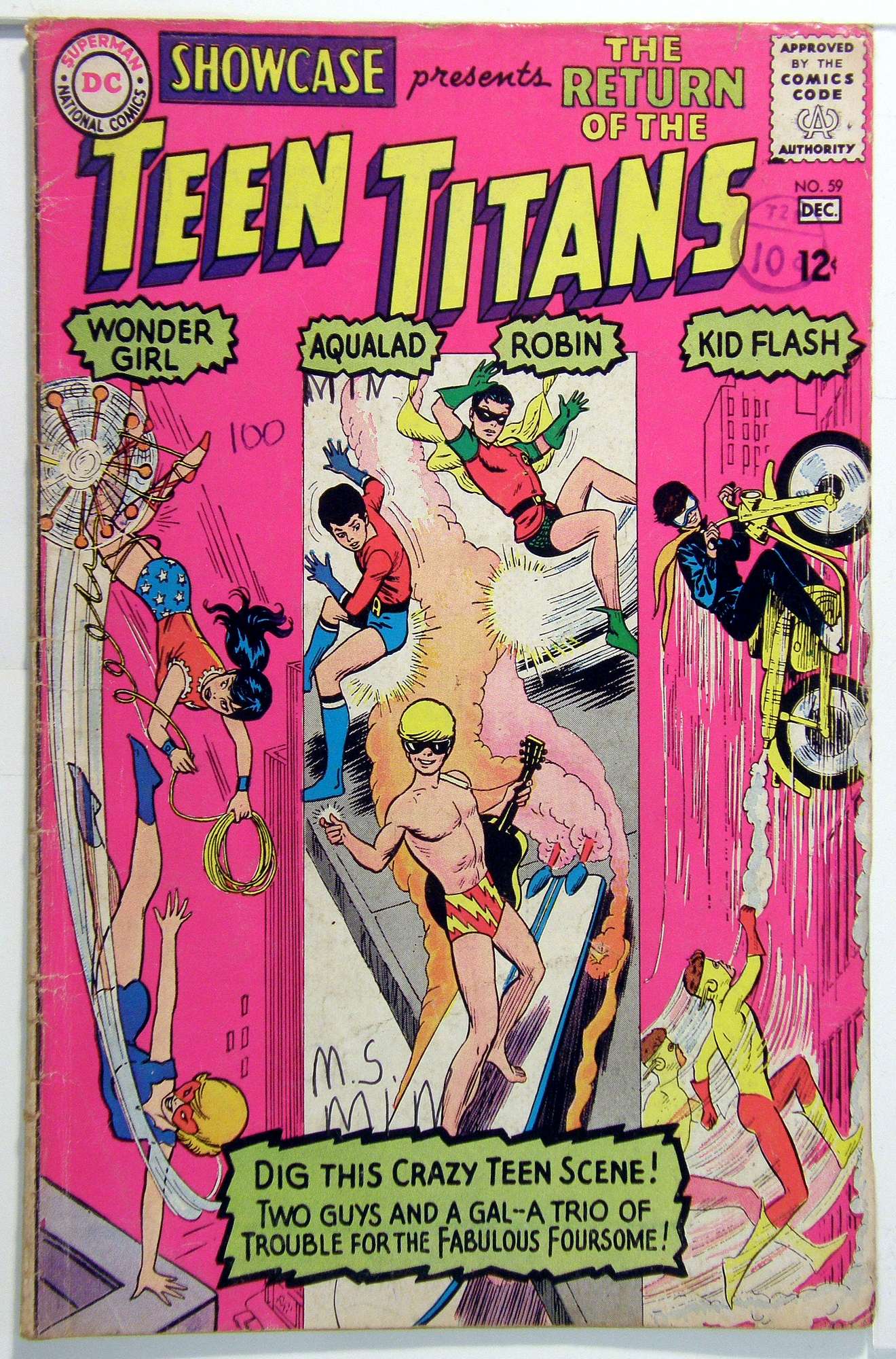 3rd Teen Titans<br>ACTUAL SCAN OF COMIC!<br>Pen marks on the cover. See scan. Cover of Showcase (Vol 1) #59. One of 250,000 Vintage American Comics on sale from Krypton!