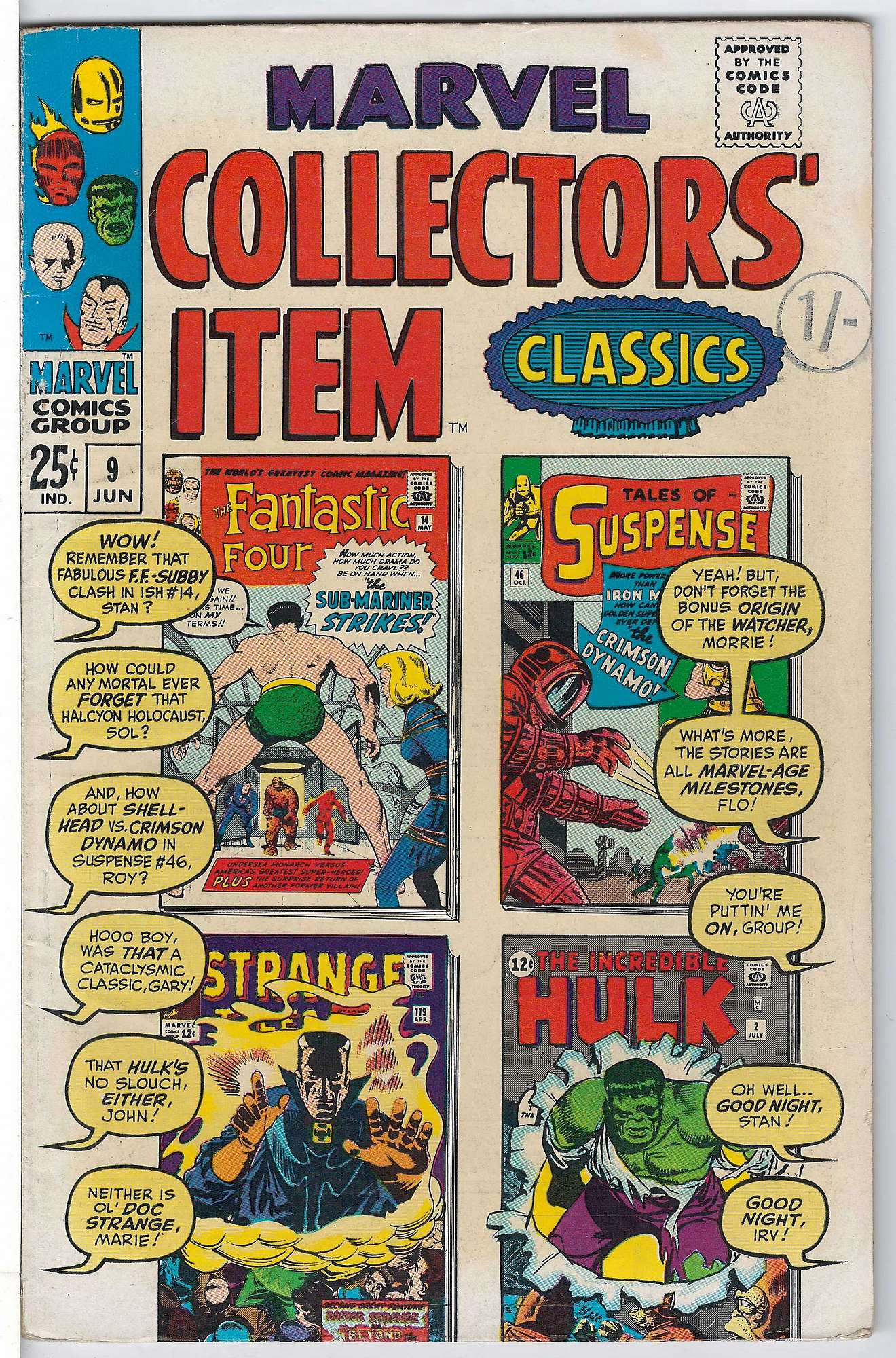 ACTUAL SCAN OF COMIC!<br>Stamp on Cover - See Scan Cover of Marvel Collectors Item Classics (Vol 1) #9. One of 250,000 Vintage American Comics on sale from Krypton!