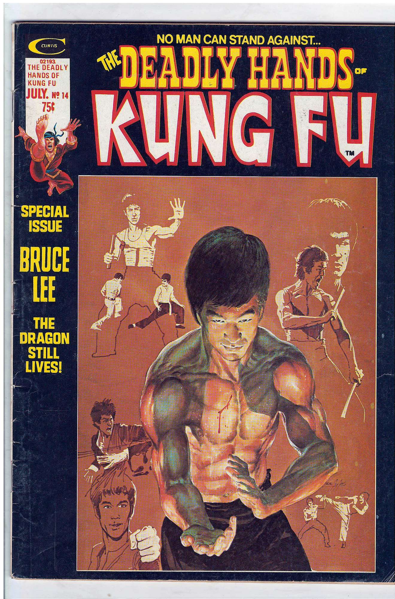 Bruce Lee painted cover<br>ACTUAL SCAN OF COMIC!<br> Cover of Deadly Hands of Kung Fu (Vol 1) (Magazine) #14. One of 250,000 Vintage American Comics on sale from Krypton!