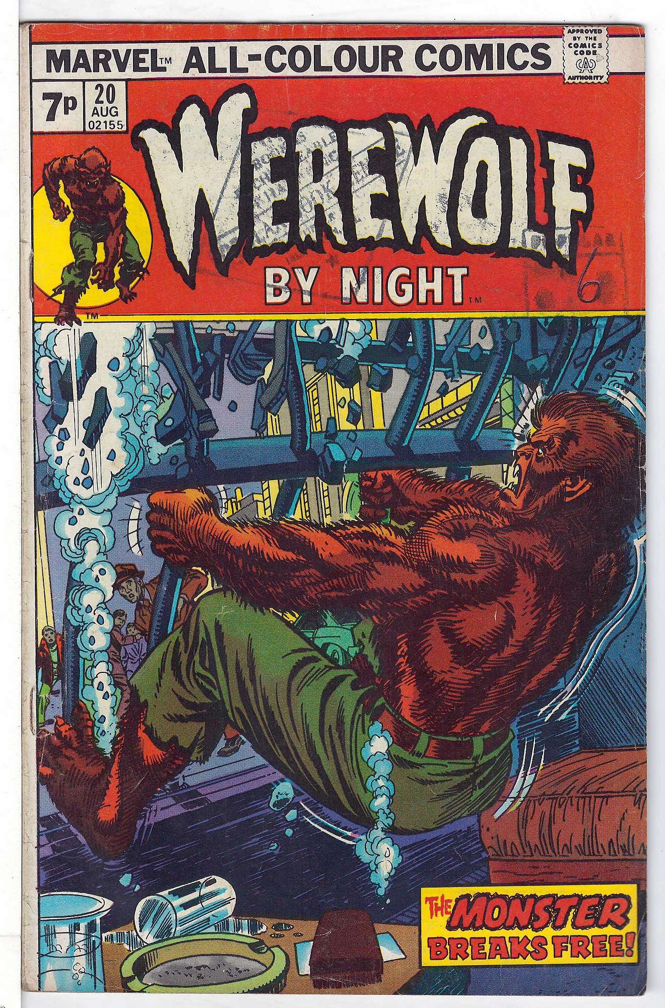 ACTUAL SCAN OF COMIC!<br>Stamp on Cover - See Scan Cover of Werewolf by Night (Vol 1) #20. One of 250,000 Vintage American Comics on sale from Krypton!