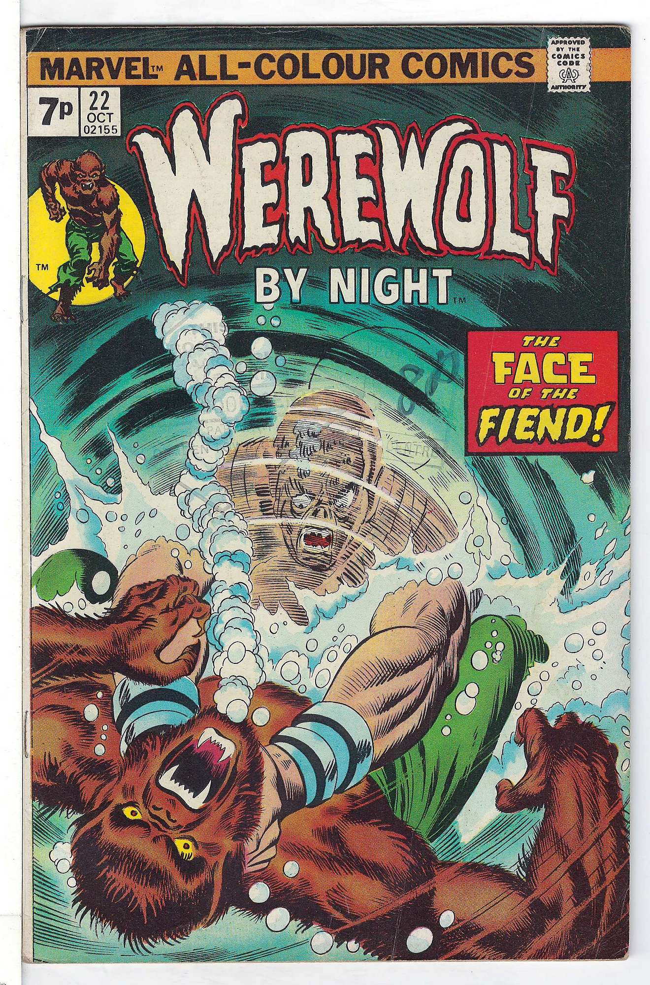 ACTUAL SCAN OF COMIC!<br>Stamp Pen on Cover - See Scan Cover of Werewolf by Night (Vol 1) #22. One of 250,000 Vintage American Comics on sale from Krypton!