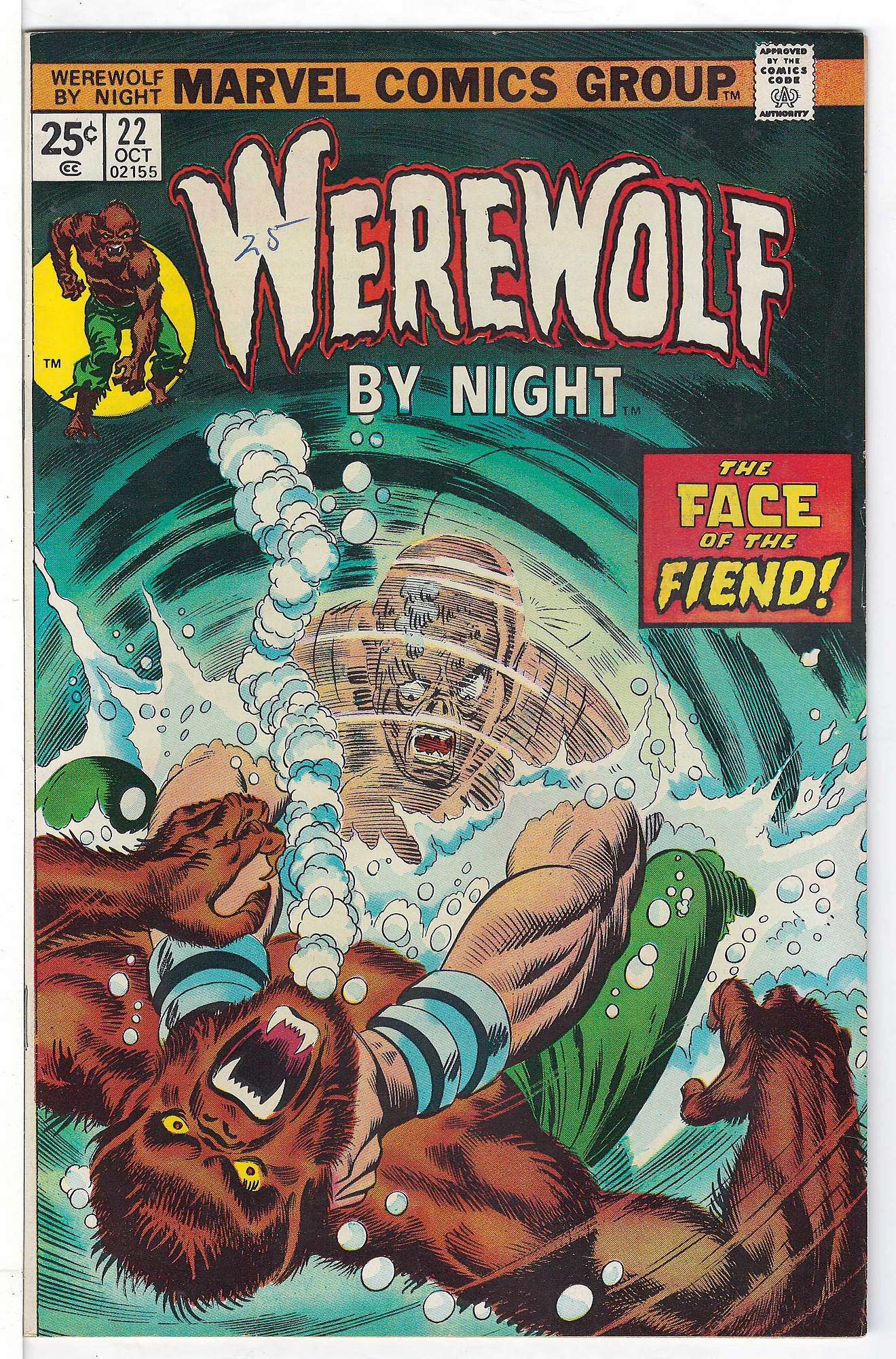 ACTUAL SCAN OF COMIC!<br>Pen on Cover - See Scan Cover of Werewolf by Night (Vol 1) #22. One of 250,000 Vintage American Comics on sale from Krypton!