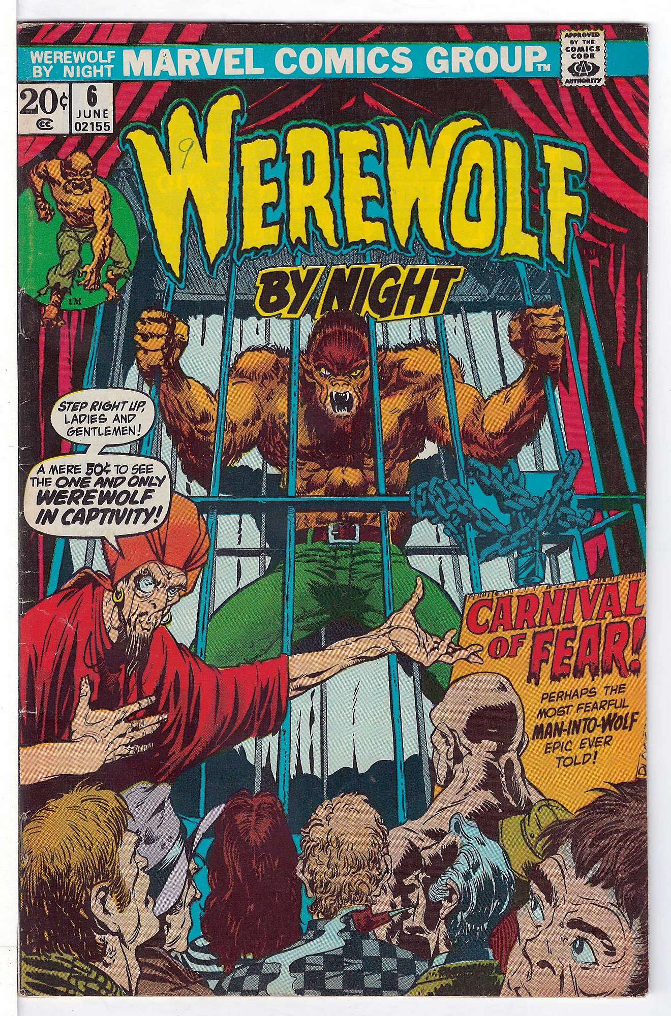 ACTUAL SCAN OF COMIC!<br>Pen on Cover - See Scan Cover of Werewolf by Night (Vol 1) #6. One of 250,000 Vintage American Comics on sale from Krypton!