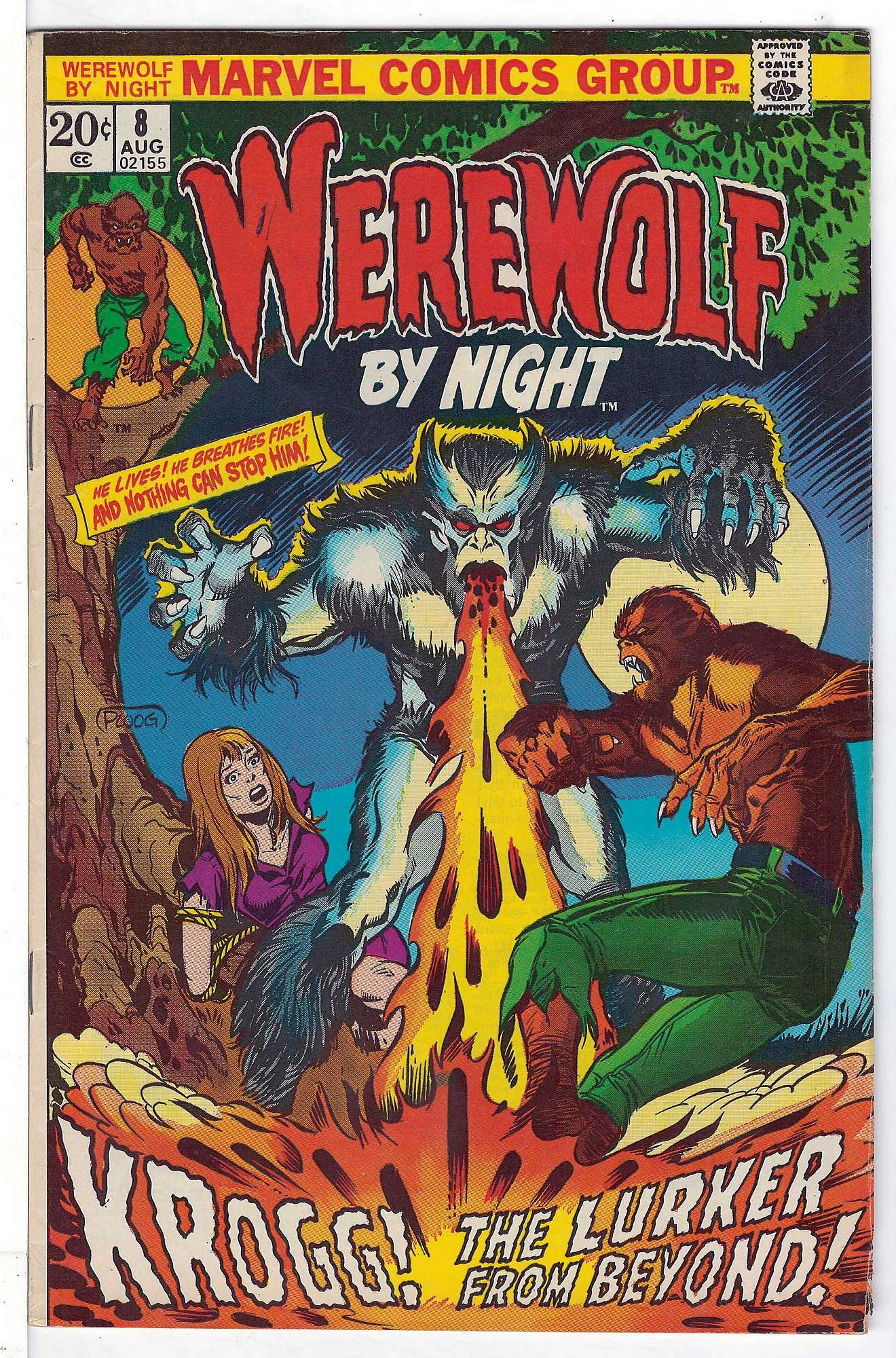 ACTUAL SCAN OF COMIC!<br>Pen on Cover - See Scan Cover of Werewolf by Night (Vol 1) #8. One of 250,000 Vintage American Comics on sale from Krypton!
