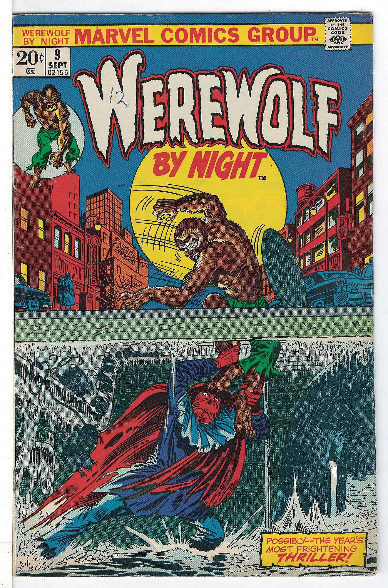 ACTUAL SCAN OF COMIC!<br>Pen on Cover - See Scan Cover of Werewolf by Night (Vol 1) #9. One of 250,000 Vintage American Comics on sale from Krypton!