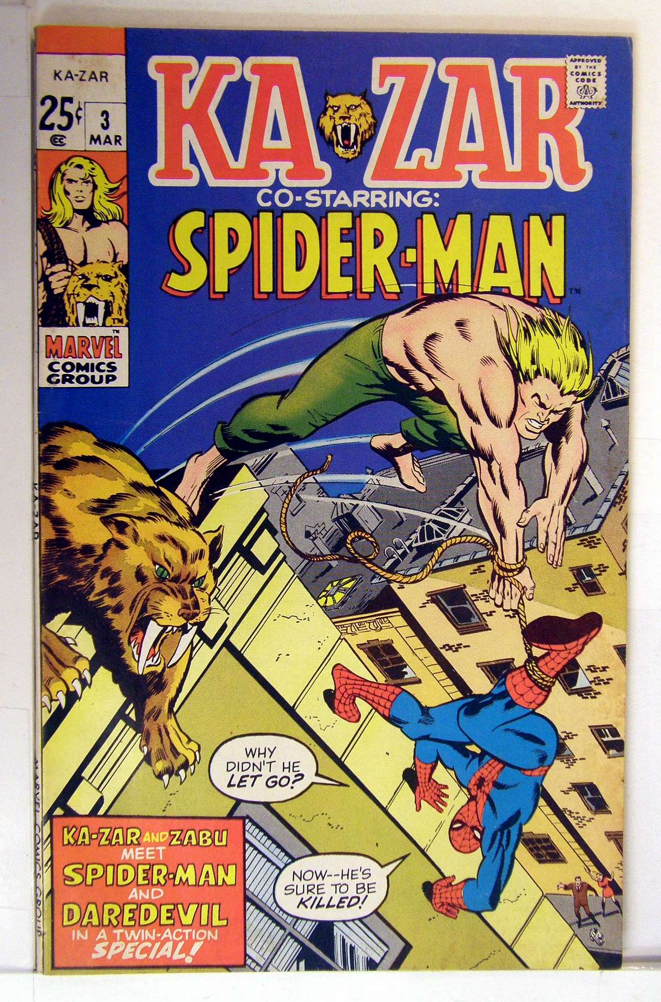 ACTUAL SCAN OF COMIC!<br> Cover of Ka-zar (Vol 1) #3. One of 250,000 Vintage American Comics on sale from Krypton!