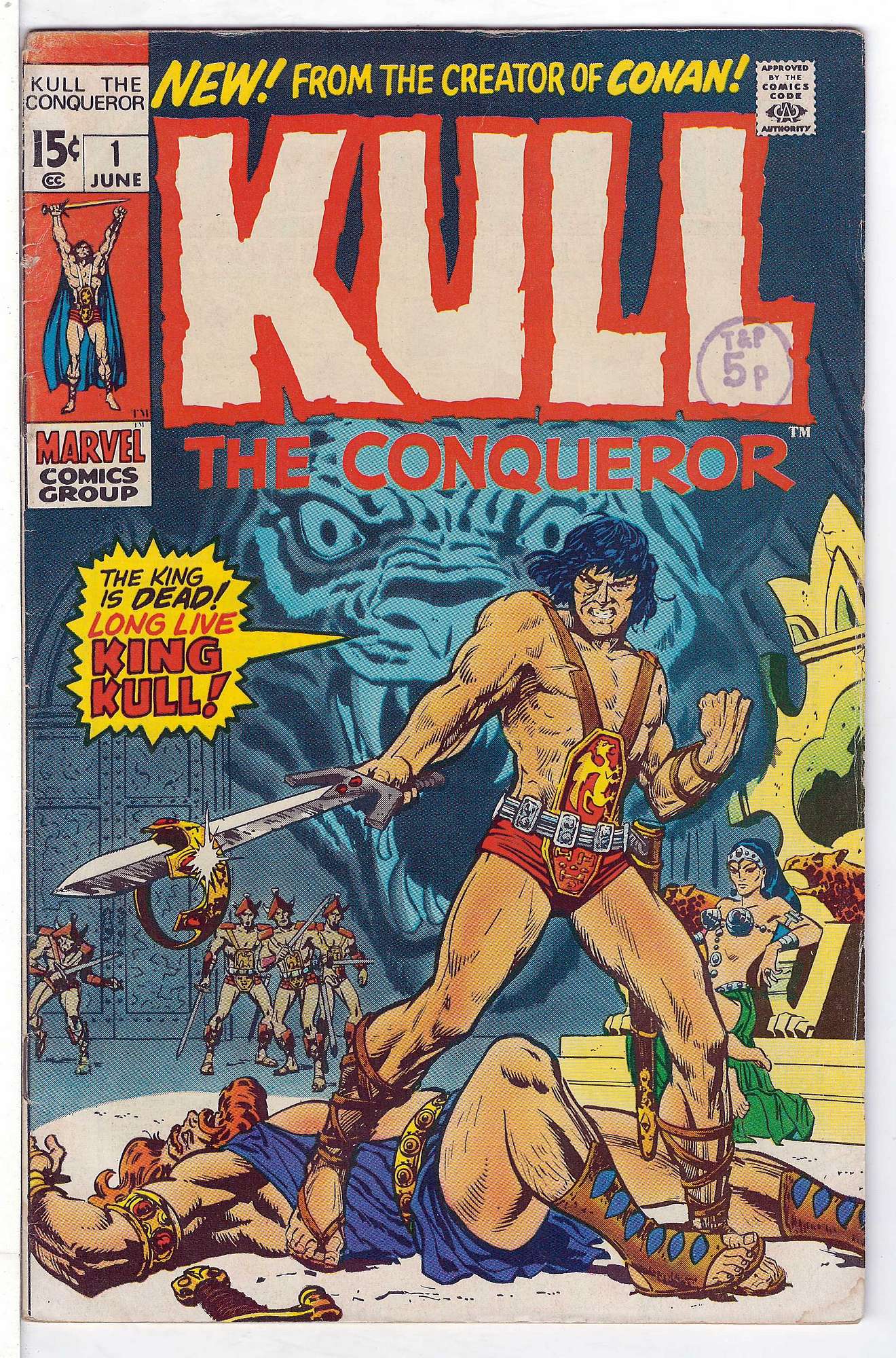 ACTUAL SCAN OF COMIC!<br>Slight water stain to lower lef hand corner - Stamp on Cover - See Scan Cover of Kull the Conqueror (Vol 1) #1. One of 250,000 Vintage American Comics on sale from Krypton!