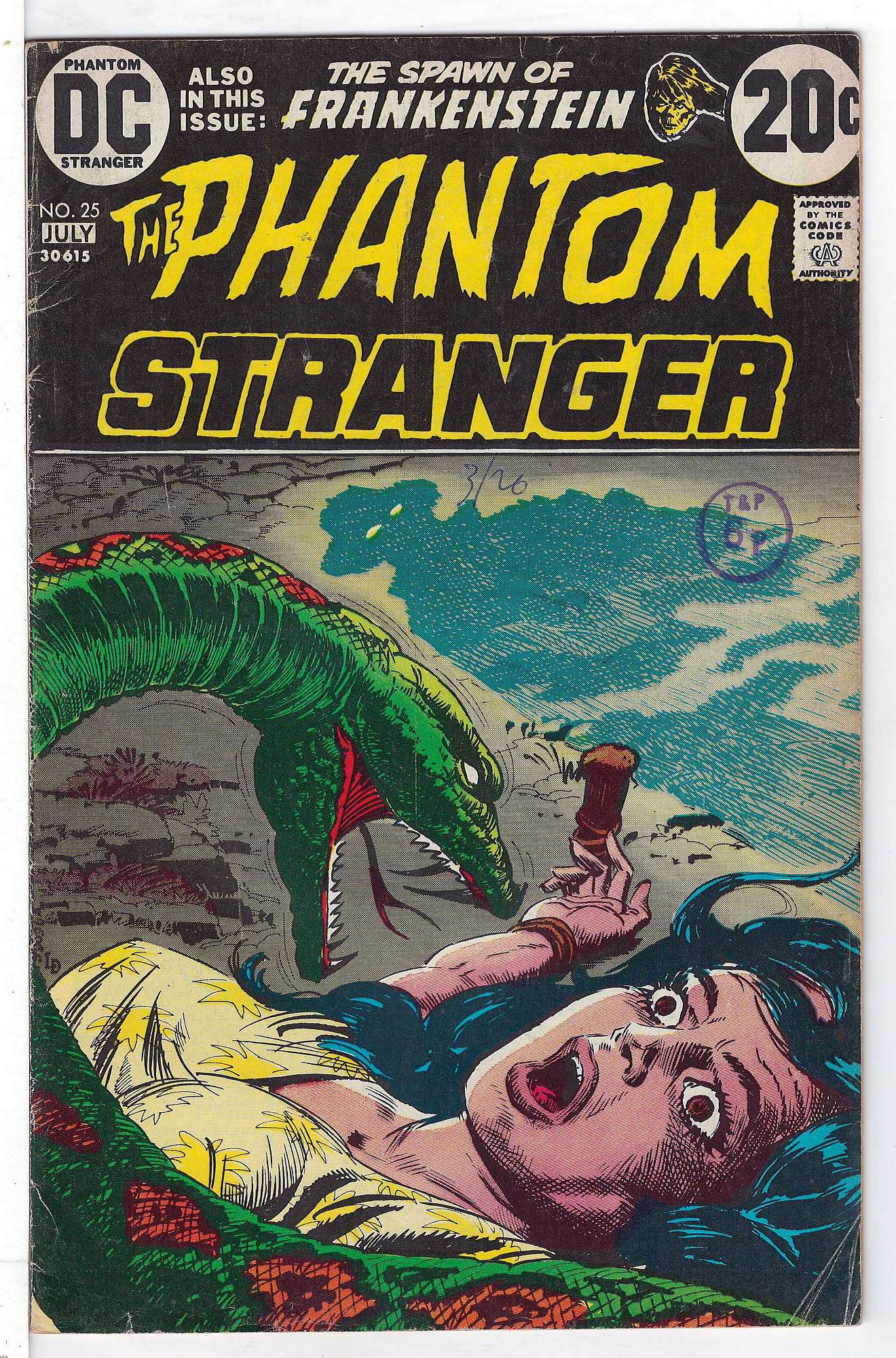 ACTUAL SCAN OF COMIC!<br>Distribution Stamp & Pen on Cover - See Scan Cover of Phantom Stranger (Vol 1) #25. One of 250,000 Vintage American Comics on sale from Krypton!