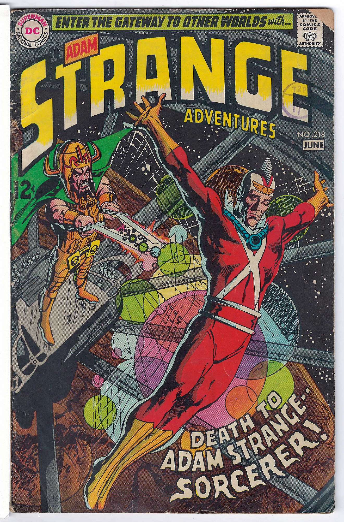 ACTUAL SCAN OF COMIC!<br>Stamp on Cover - See Scan - Part of top corner missing. Cover of Strange Adventures (Vol 1) #218. One of 250,000 Vintage American Comics on sale from Krypton!