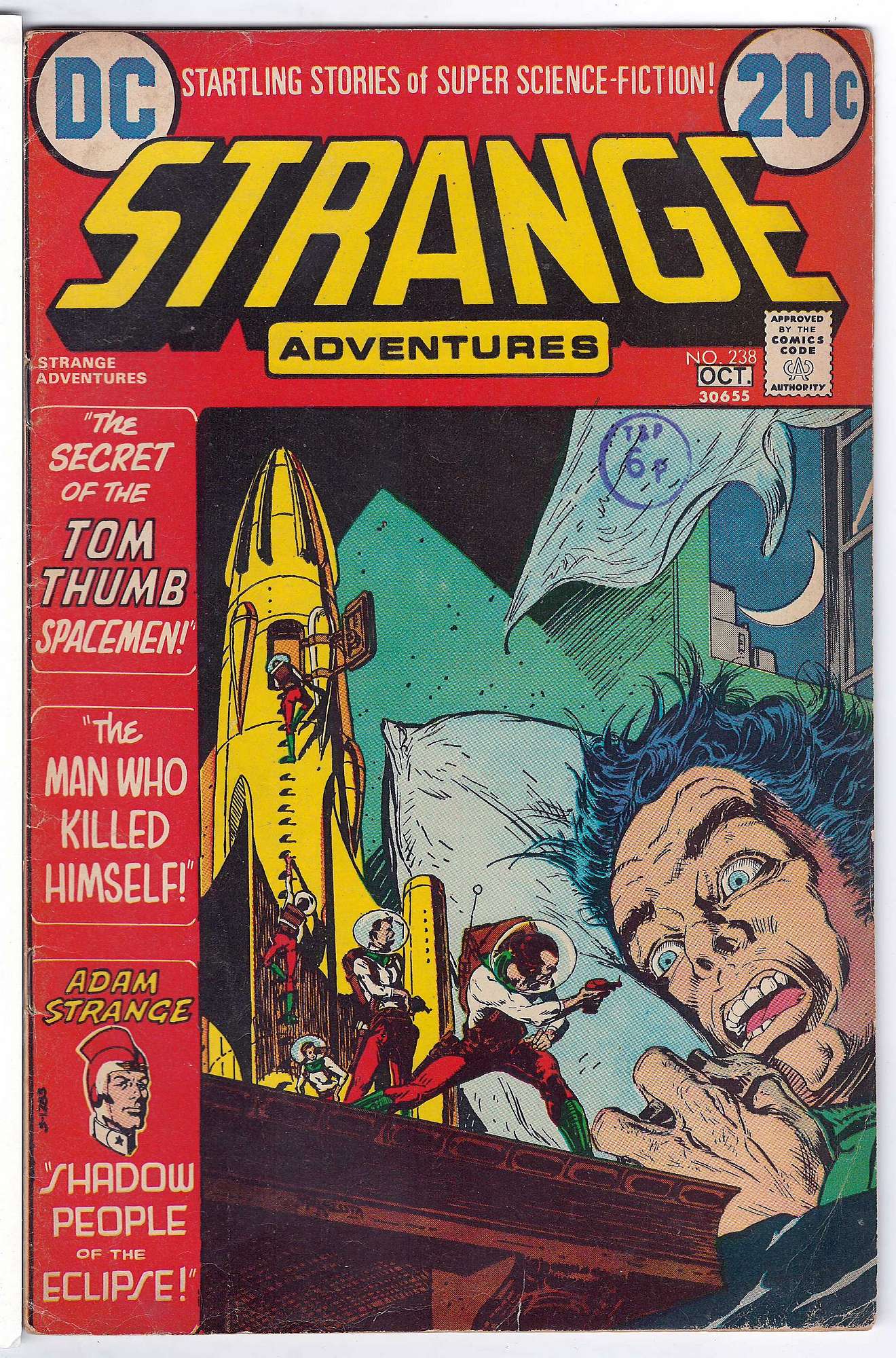 ACTUAL SCAN OF COMIC!<br>Stamp on Cover - See Scan - Small stain on lower corner. Cover of Strange Adventures (Vol 1) #238. One of 250,000 Vintage American Comics on sale from Krypton!