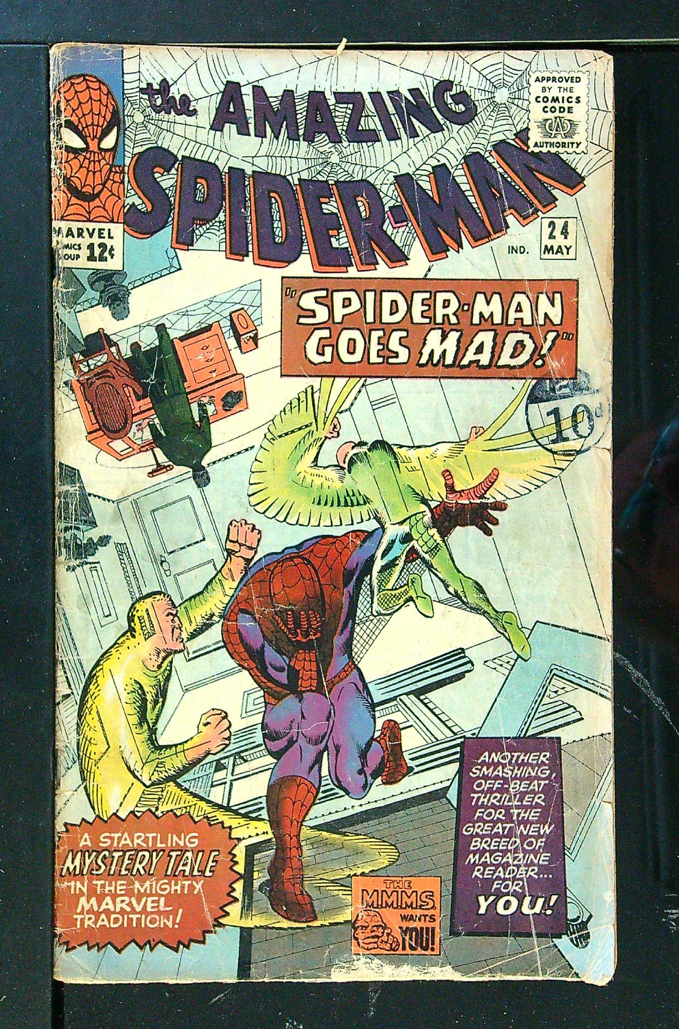 2nd Mysterio<br>ACTUAL SCAN OF COMIC!<br>Distribution Stamp on Cover - See Scan Cover of Amazing Spider-Man (Vol 1) #24. One of 250,000 Vintage American Comics on sale from Krypton!