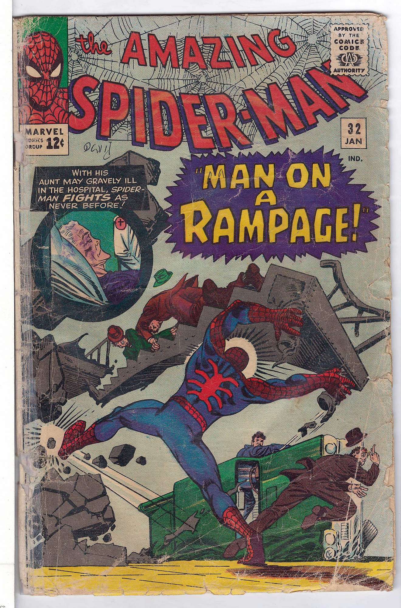 ACTUAL SCAN OF COMIC!<br>Taped Spine - Pen on Cover - See Scan Cover of Amazing Spider-Man (Vol 1) #32. One of 250,000 Vintage American Comics on sale from Krypton!