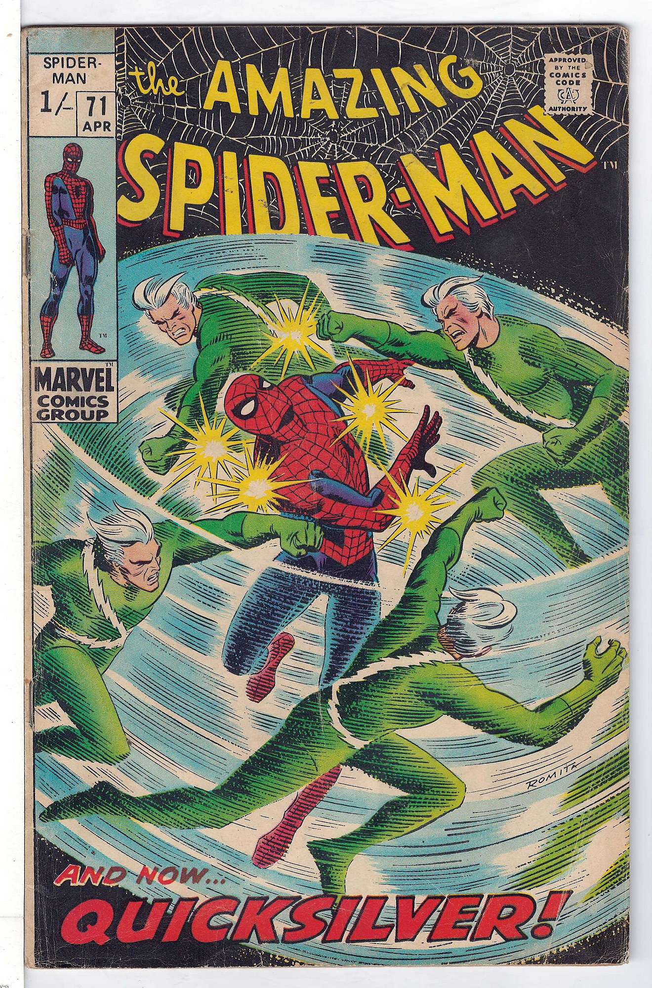 ACTUAL SCAN OF COMIC!<br>Slightly rolled spine - See Scan Cover of Amazing Spider-Man (Vol 1) #71. One of 250,000 Vintage American Comics on sale from Krypton!