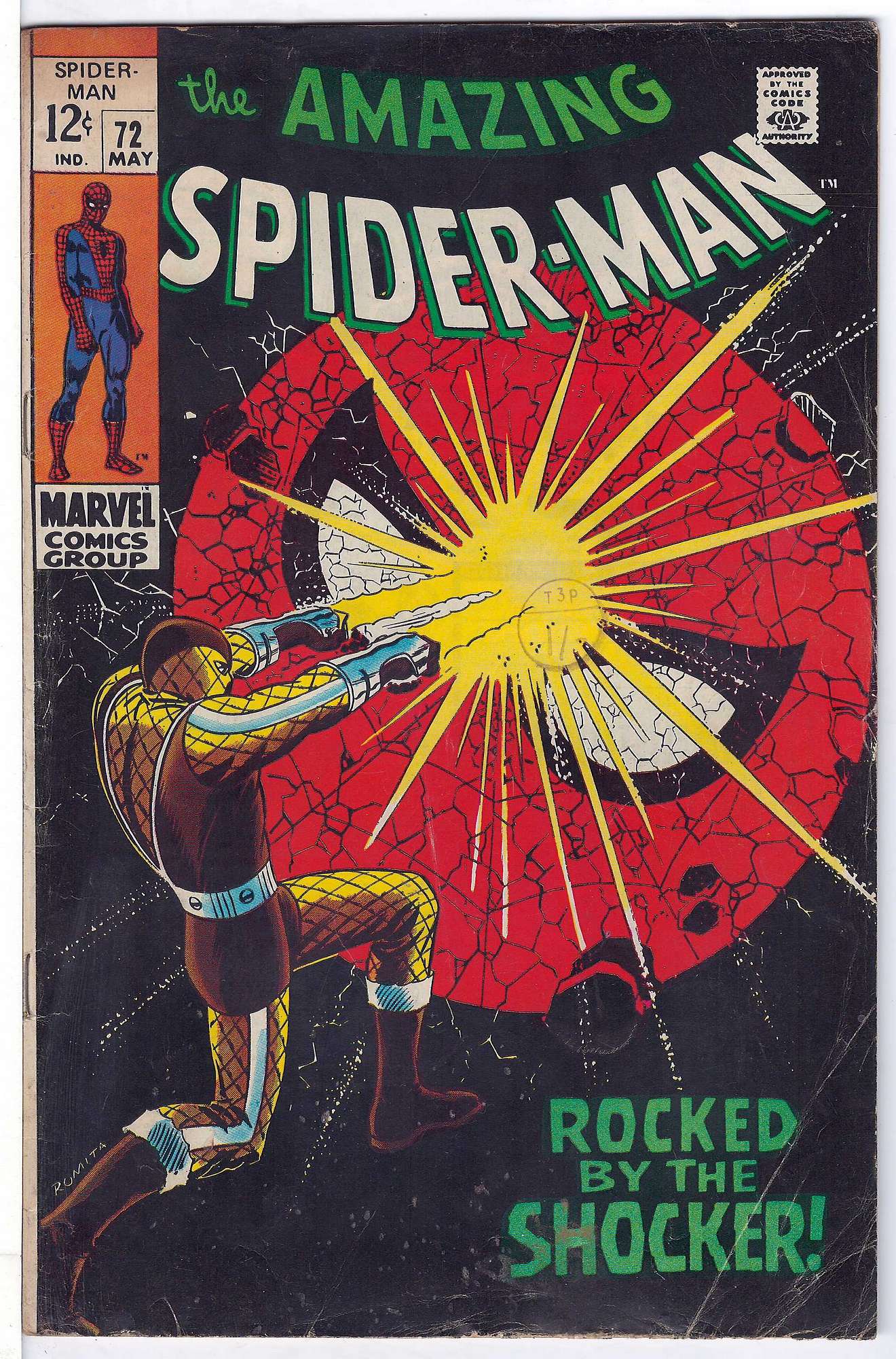 2nd app Shocker<br>ACTUAL SCAN OF COMIC!<br>Small amount of chipping on back Cover - Stamp on front cover Cover of Amazing Spider-Man (Vol 1) #72. One of 250,000 Vintage American Comics on sale from Krypton!