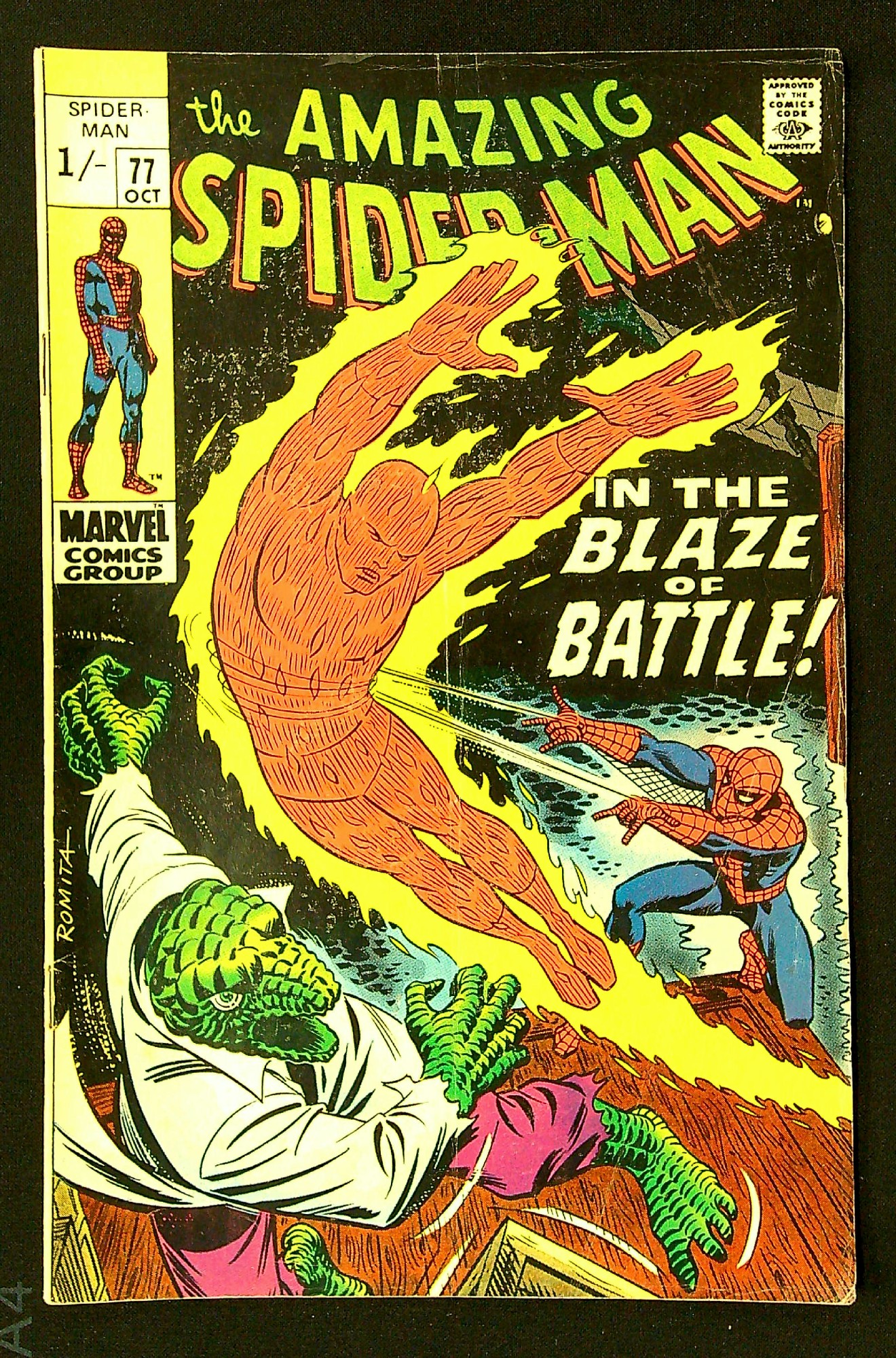 ACTUAL SCAN OF COMIC!<br>Slight Subs-crease - See Scan Cover of Amazing Spider-Man (Vol 1) #77. One of 250,000 Vintage American Comics on sale from Krypton!