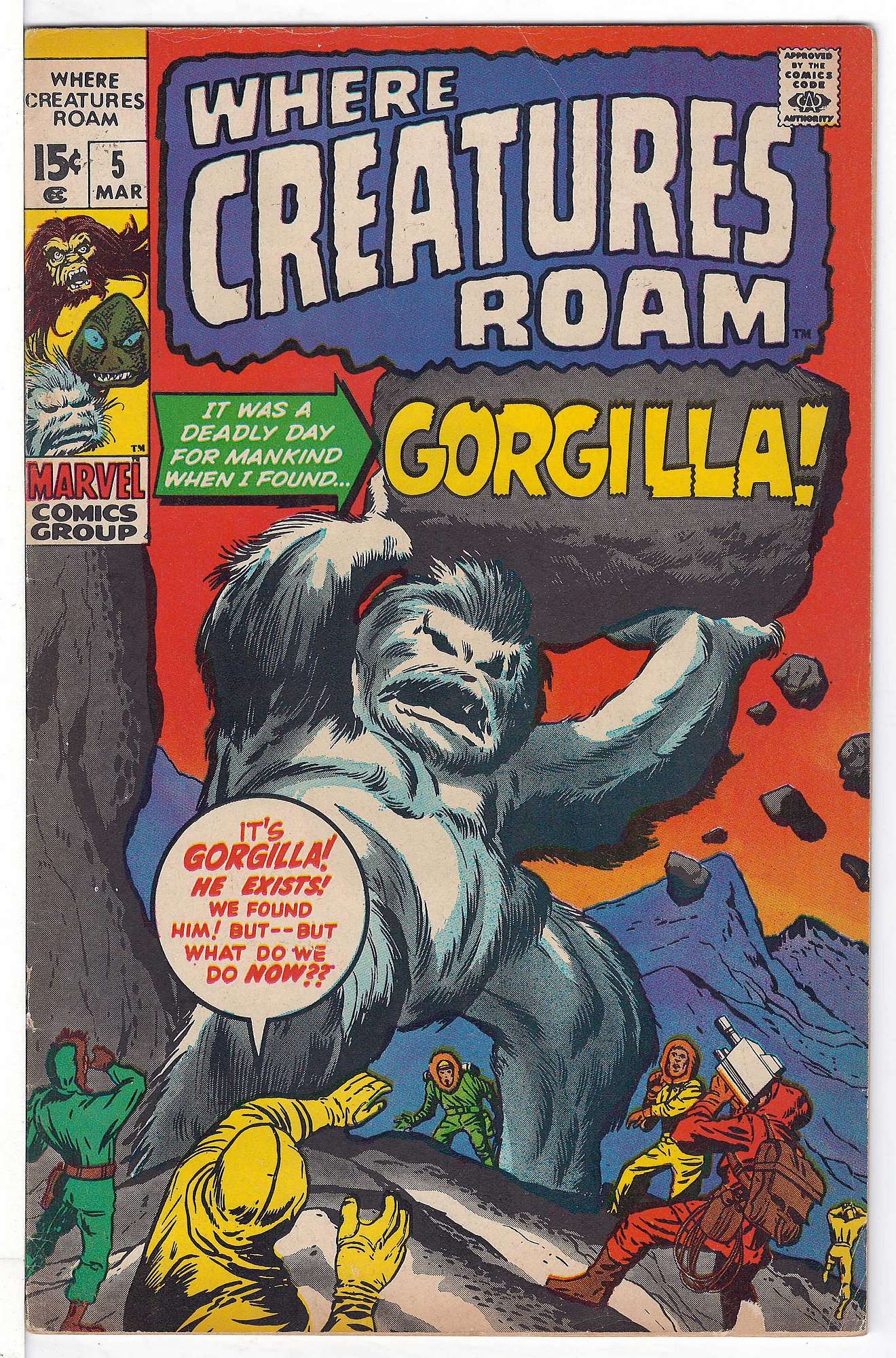 ACTUAL SCAN OF COMIC!<br>Popped Lower staple - See Scan Cover of Where Creatures Roam #5. One of 250,000 Vintage American Comics on sale from Krypton!