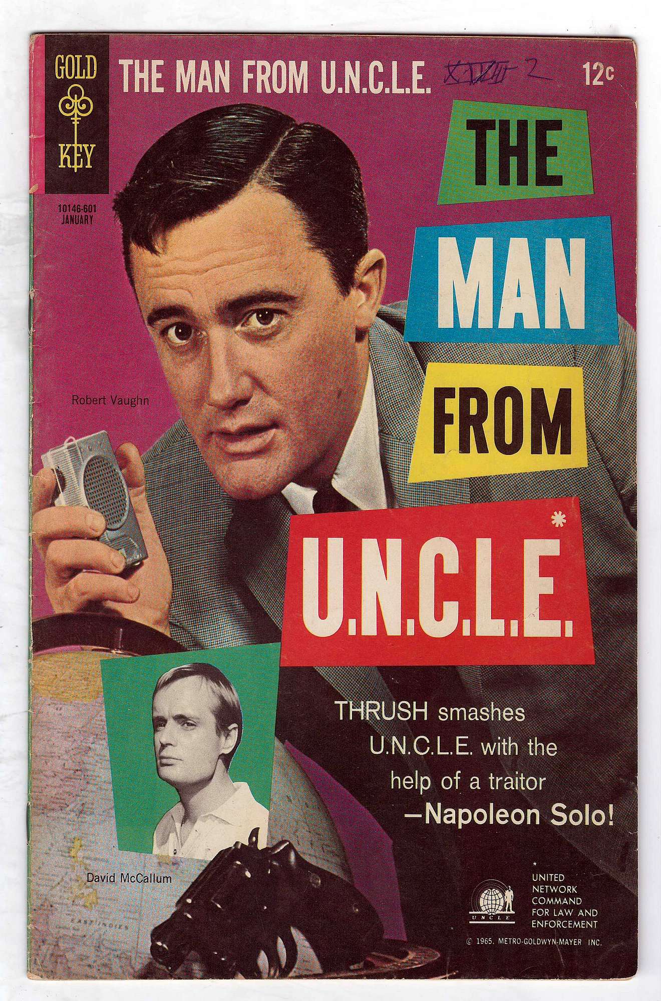 ACTUAL SCAN OF COMIC!<br>Pen on Cover - See Scan Cover of Man From U.N.C.L.E. (Vol 1) The #4. One of 250,000 Vintage American Comics on sale from Krypton!