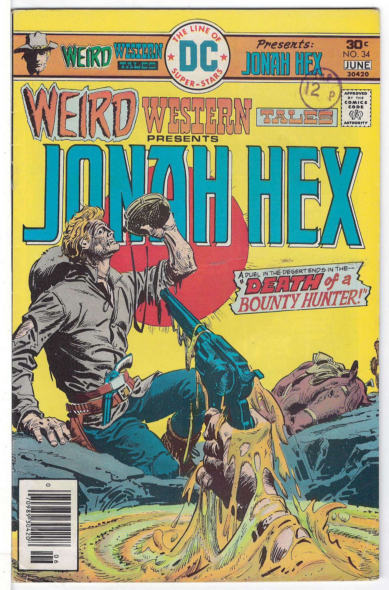 ACTUAL SCAN OF COMIC!<br>Stamp on Cover - See Scan Cover of Weird Western Tales (Vol 1) #34. One of 250,000 Vintage American Comics on sale from Krypton!