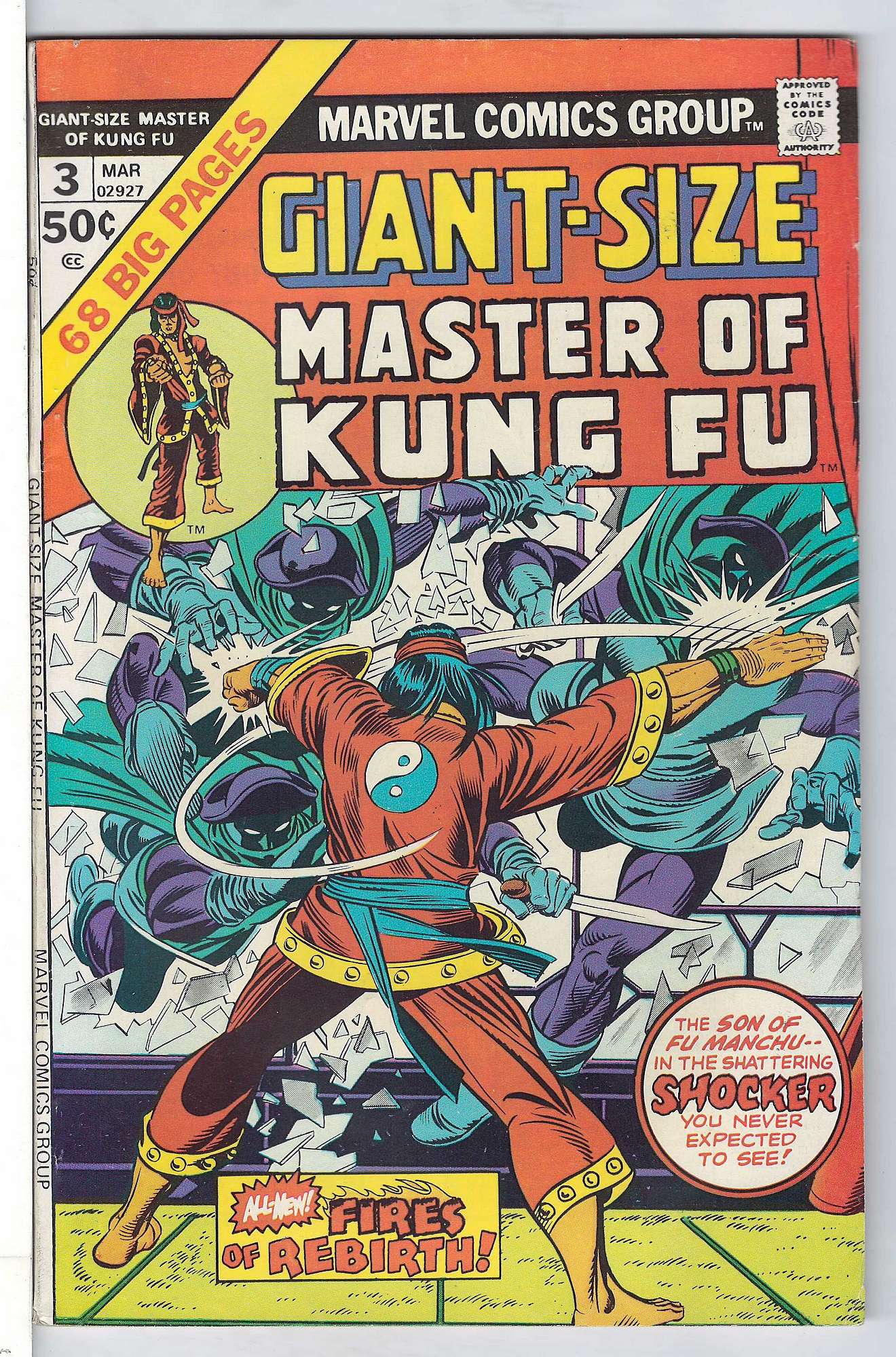 ACTUAL SCAN OF COMIC!<br> Cover of Giant-Size Master of Kung Fu #3. One of 250,000 Vintage American Comics on sale from Krypton!