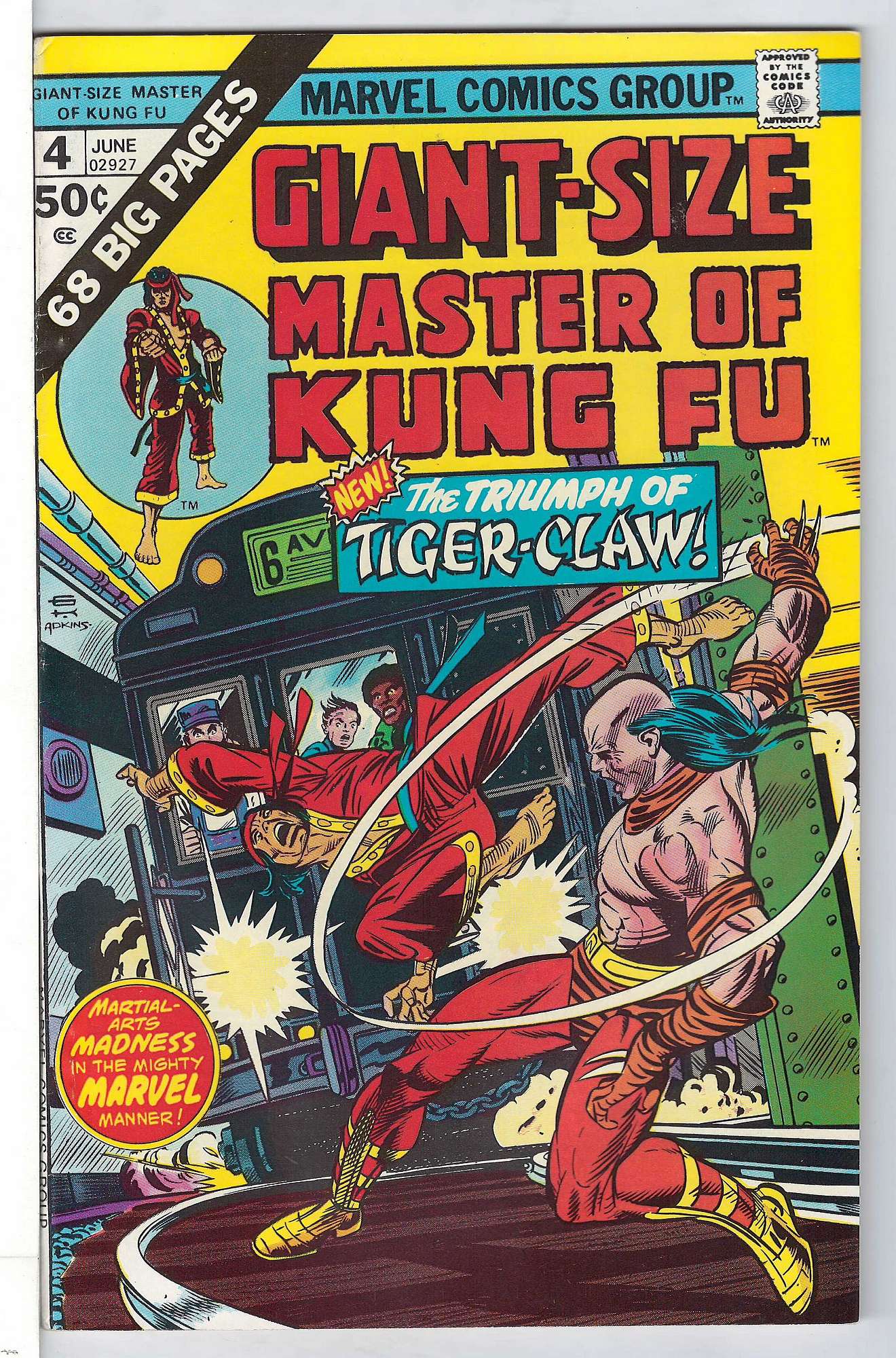 ACTUAL SCAN OF COMIC!<br> Cover of Giant-Size Master of Kung Fu #4. One of 250,000 Vintage American Comics on sale from Krypton!
