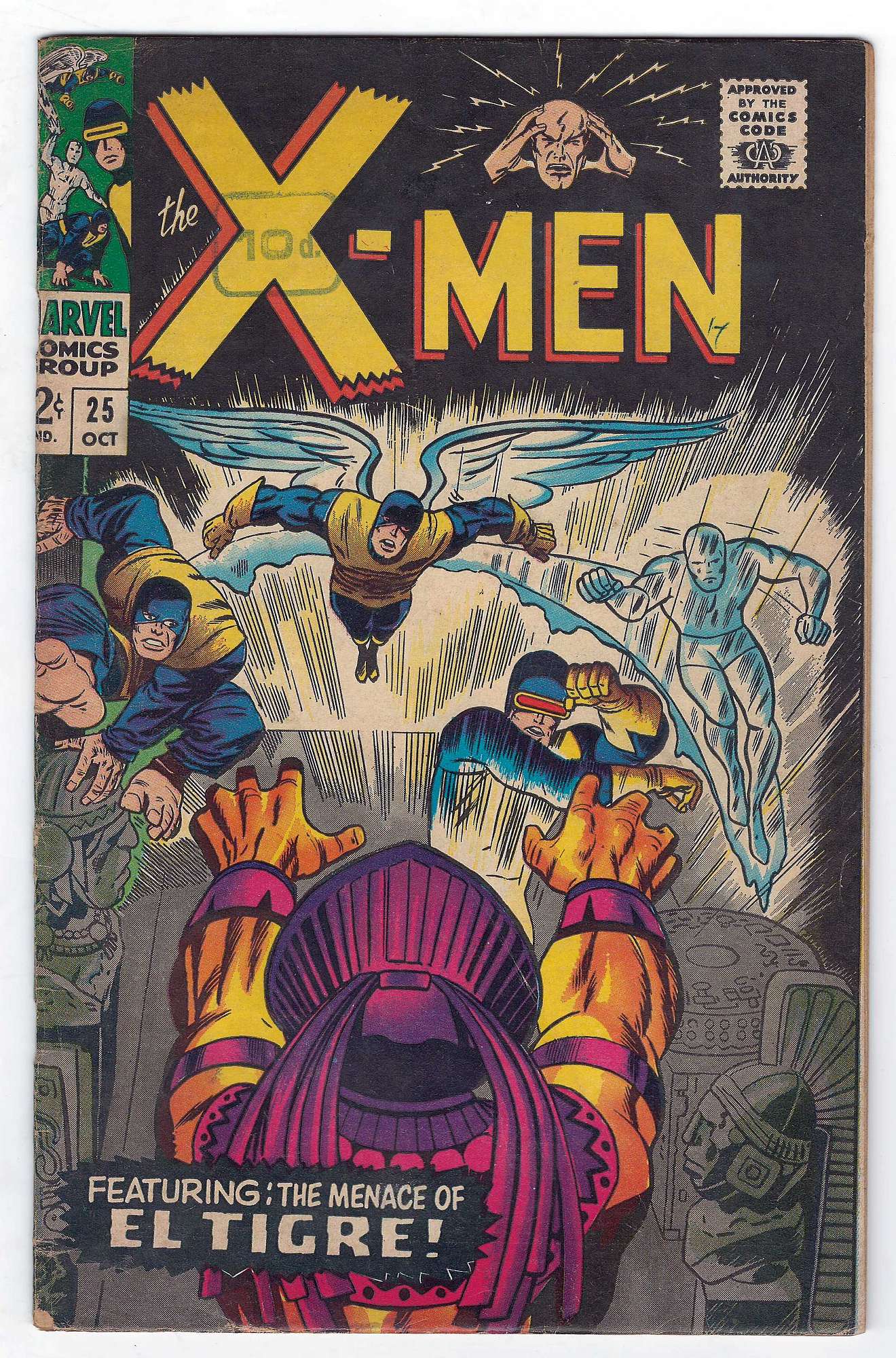 ACTUAL SCAN OF COMIC!<br>Stamp on cover - See Scan . Small pen mark in N of logo. Cover of Uncanny X-Men (Vol 1) #25. One of 250,000 Vintage American Comics on sale from Krypton!