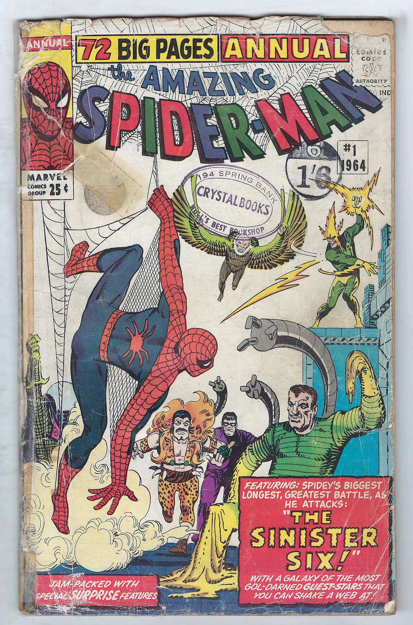 ACTUAL SCAN OF COMIC!<br>Taped Spine & Cover - Stamp on Cover - See Scan Cover of Amazing Spider-Man Annual (Vol 1) #1. One of 250,000 Vintage American Comics on sale from Krypton!