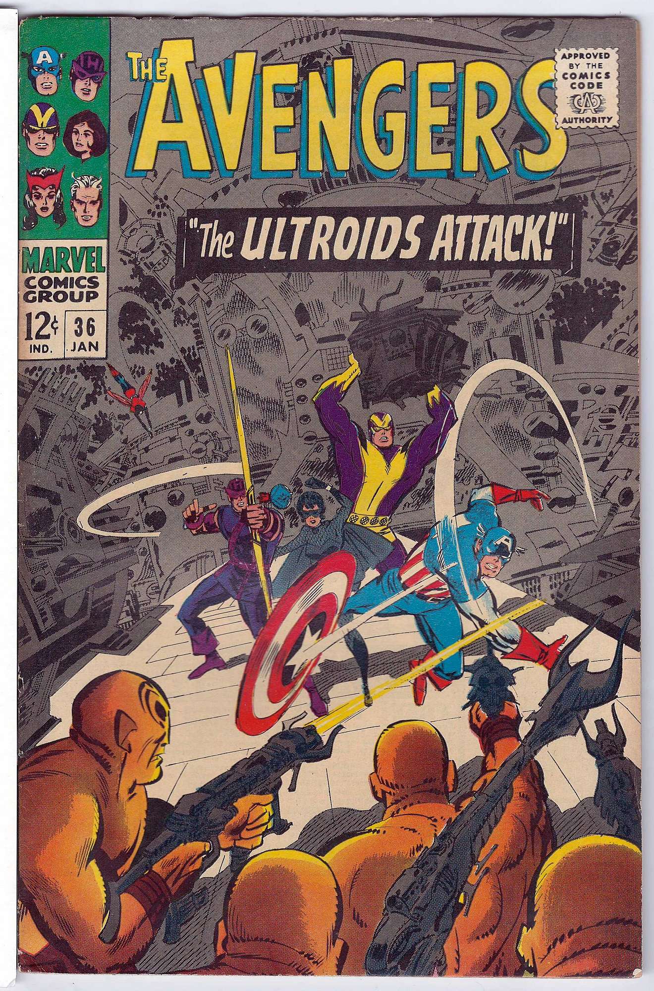 ACTUAL SCAN OF COMIC!<br>Worn Spine. Cover of Avengers (Vol 1) #36. One of 250,000 Vintage American Comics on sale from Krypton!