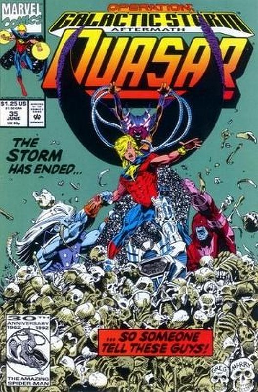 Cover of Quasar (Vol 1) #35. One of 250,000 Vintage American Comics on sale from Krypton!