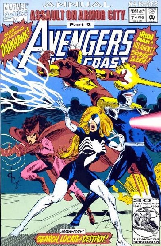 Cover of West Coast Avengers Annual #7. One of 250,000 Vintage American Comics on sale from Krypton!