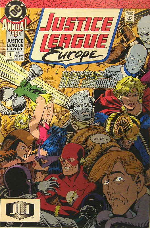 Cover of Justice League Europe Annual #1. One of 250,000 Vintage American Comics on sale from Krypton!