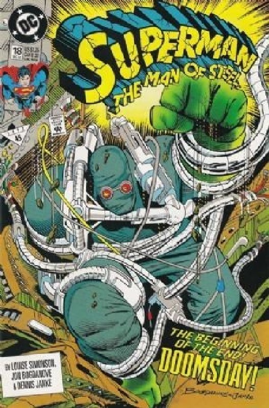 1st Full Doomsday<br> Cover of Superman: Man of Steel (Vol 1) #18. One of 250,000 Vintage American Comics on sale from Krypton!