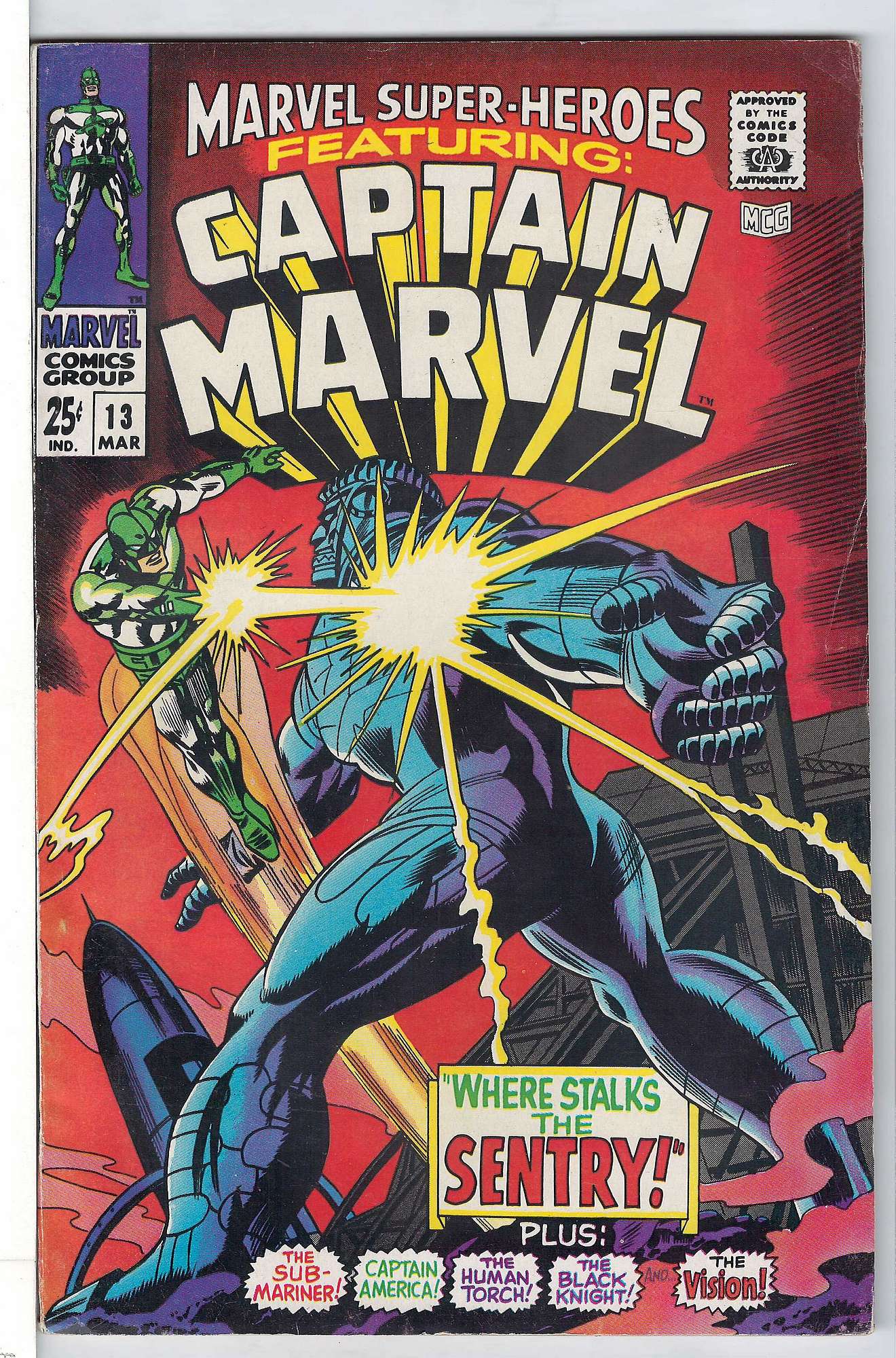 2nd Captain Marvel 1st Carol Danvers<br>ACTUAL SCAN OF COMIC!<br> Cover of Marvel Super-Heroes (Vol 1) #13. One of 250,000 Vintage American Comics on sale from Krypton!