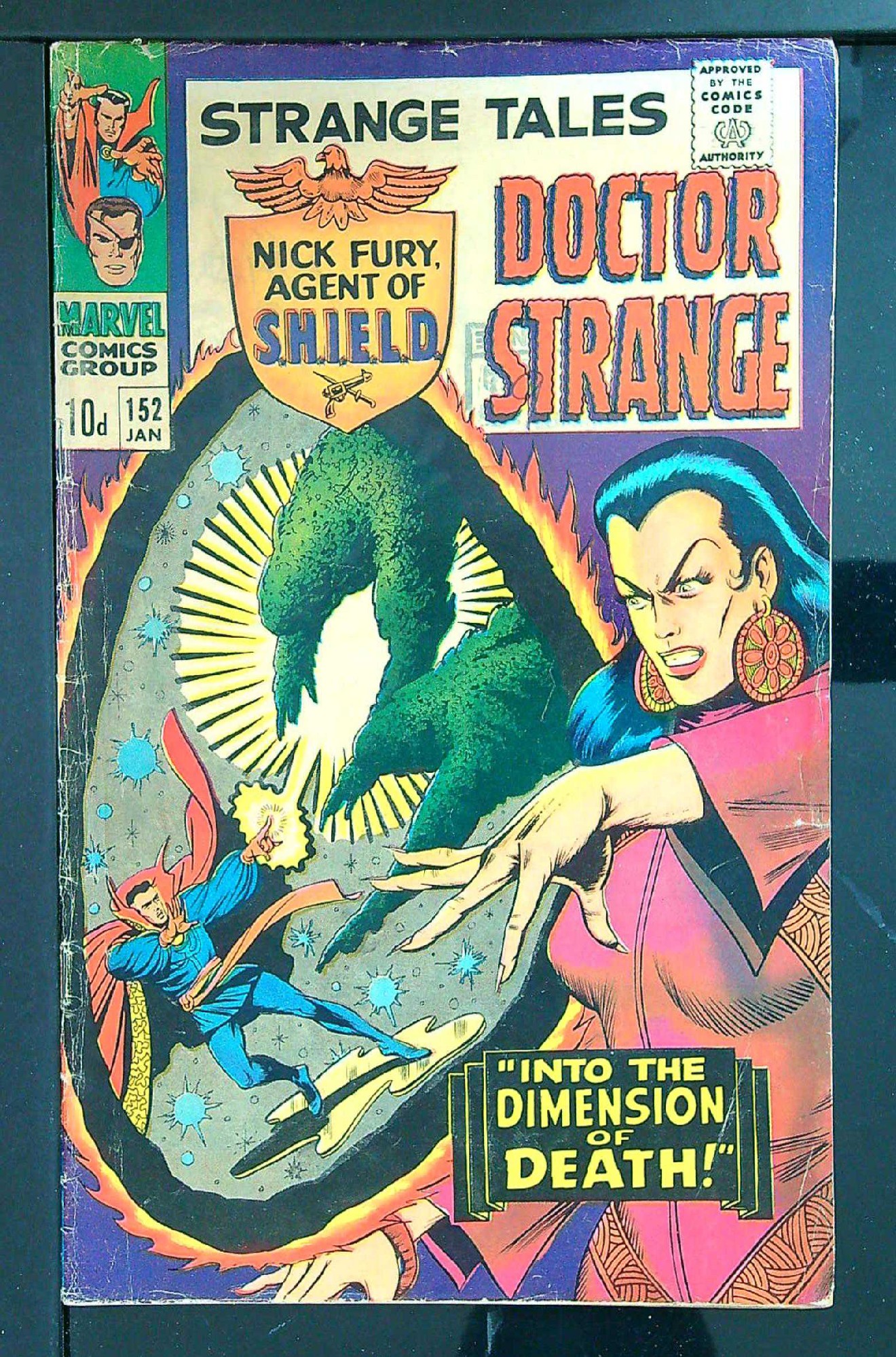 ACTUAL SCAN OF COMIC!<br>Distribution Stamp & Pen on Cover - See Scan Cover of Strange Tales (Vol 1) #152. One of 250,000 Vintage American Comics on sale from Krypton!