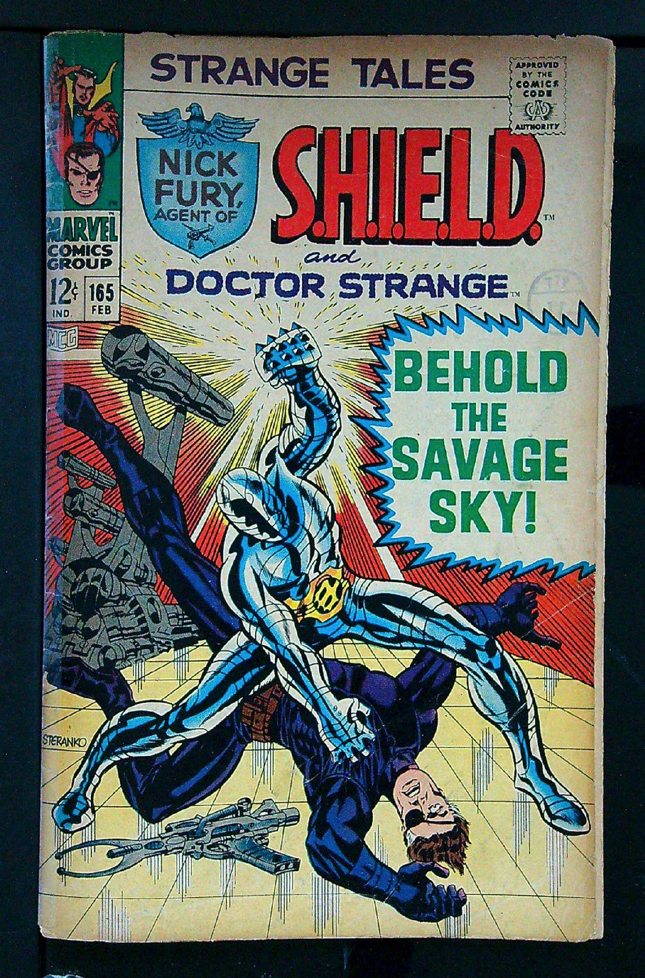 ACTUAL SCAN OF COMIC!<br>Distribution Stamp on Cover - Taped Spine - See Scan Cover of Strange Tales (Vol 1) #165. One of 250,000 Vintage American Comics on sale from Krypton!