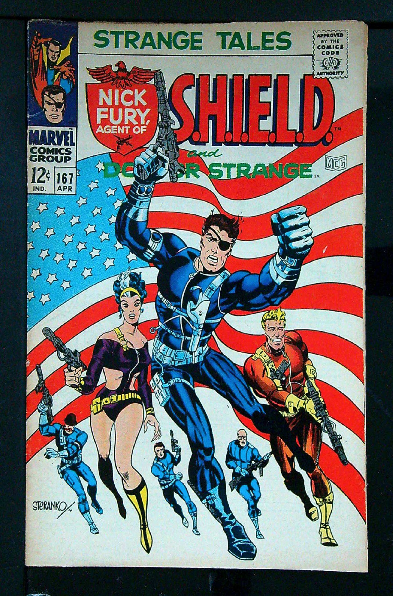 Classic Steranko Flag Cover<br>ACTUAL SCAN OF COMIC!<br> Cover of Strange Tales (Vol 1) #167. One of 250,000 Vintage American Comics on sale from Krypton!