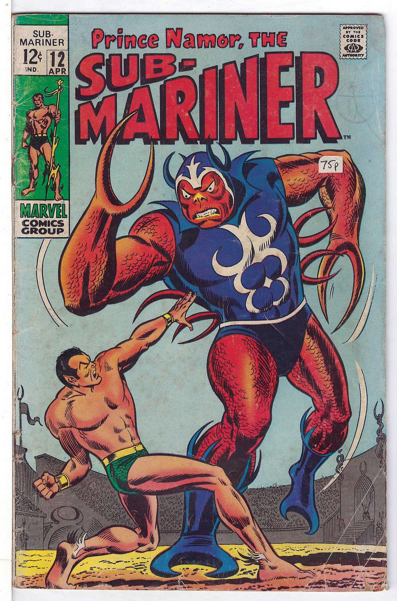 ACTUAL SCAN OF COMIC!<br>Label on Cover - See Scan Cover of Sub-Mariner (Vol 1) #12. One of 250,000 Vintage American Comics on sale from Krypton!