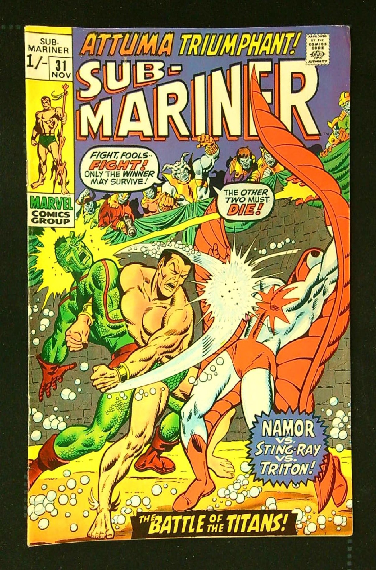 Cover of Sub-Mariner (Vol 1) #31. One of 250,000 Vintage American Comics on sale from Krypton!
