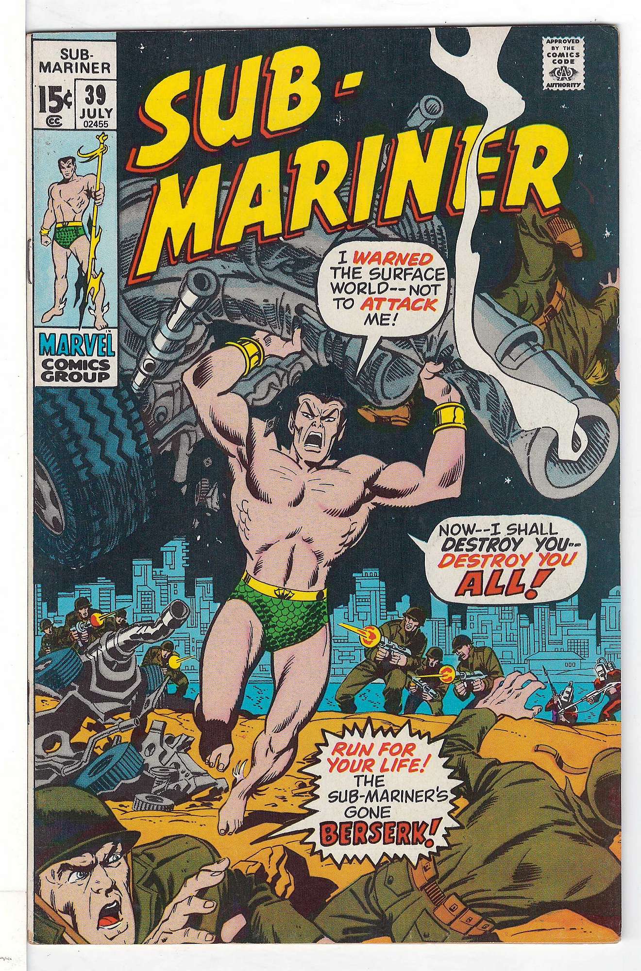 ACTUAL SCAN OF COMIC!<br> Cover of Sub-Mariner (Vol 1) #39. One of 250,000 Vintage American Comics on sale from Krypton!